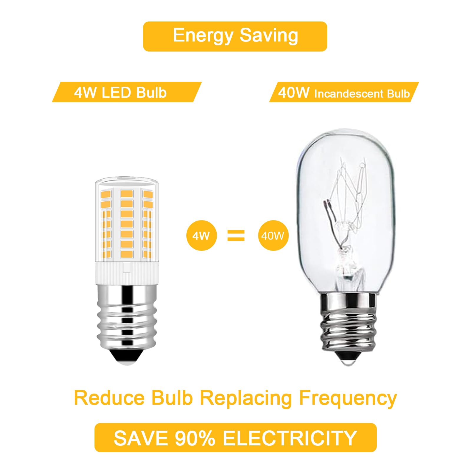 Lflampon Microwave Light Bulbs Under Hood 4W Equivalent To 40W Halogen Equivalent, E17 Led Bulb Dimmable For Microwave, Over Sto