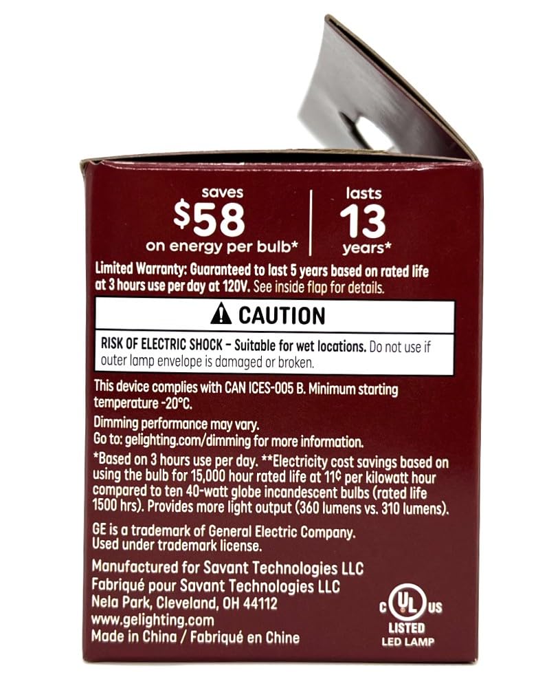 Ge (6 Bulbs) Relax Led G16.5 Light Bulb, 4.5 Watts, 360 Lumens, Dimmable, Soft White 2700K, Medium Base, 40 Watt Equivalent, Led
