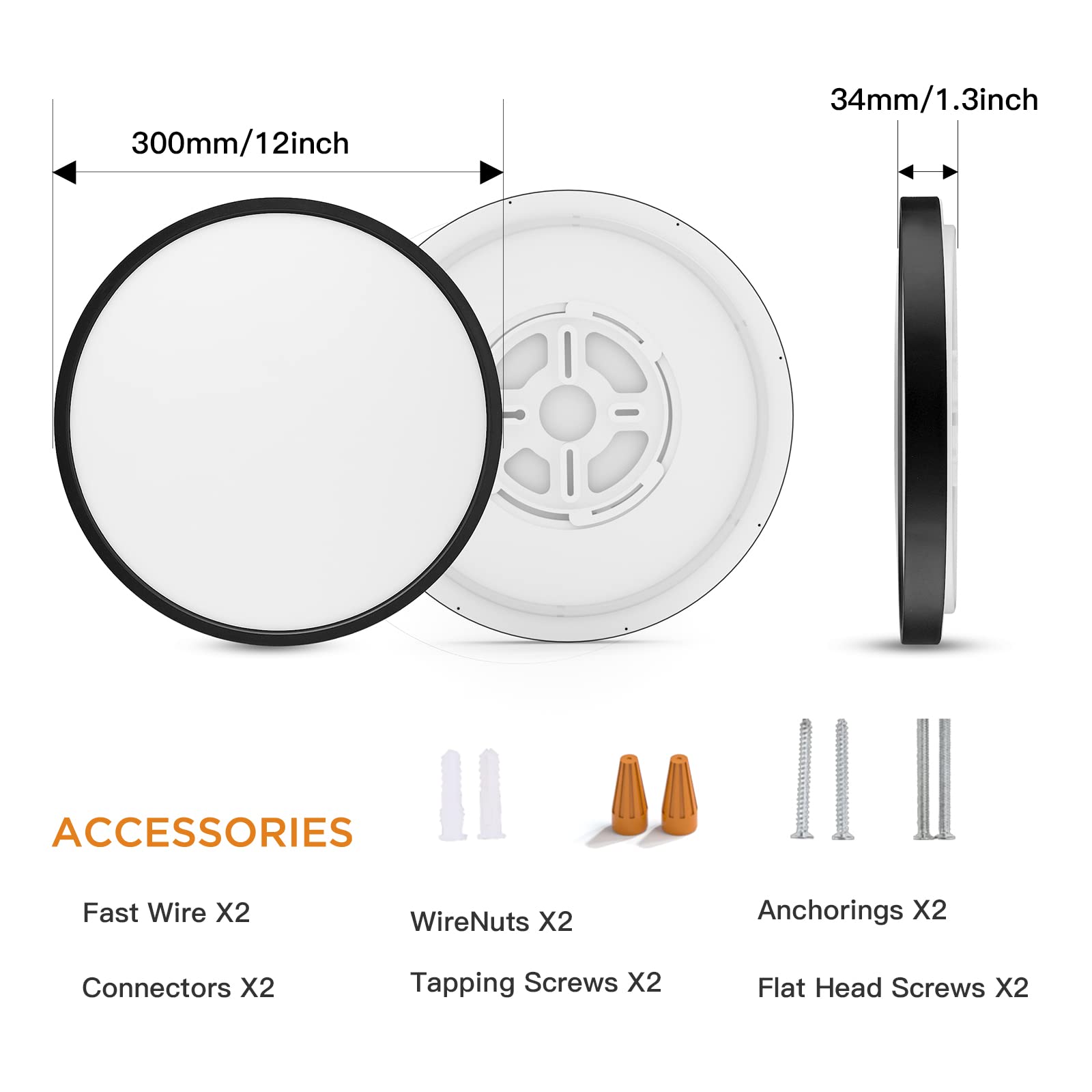 Taloya 2 Pack Black Smart Ceiling Light Flush Mount Led Wifi, Compatible With Alexa Google Home, Dimmable Low Profile Ambient Li