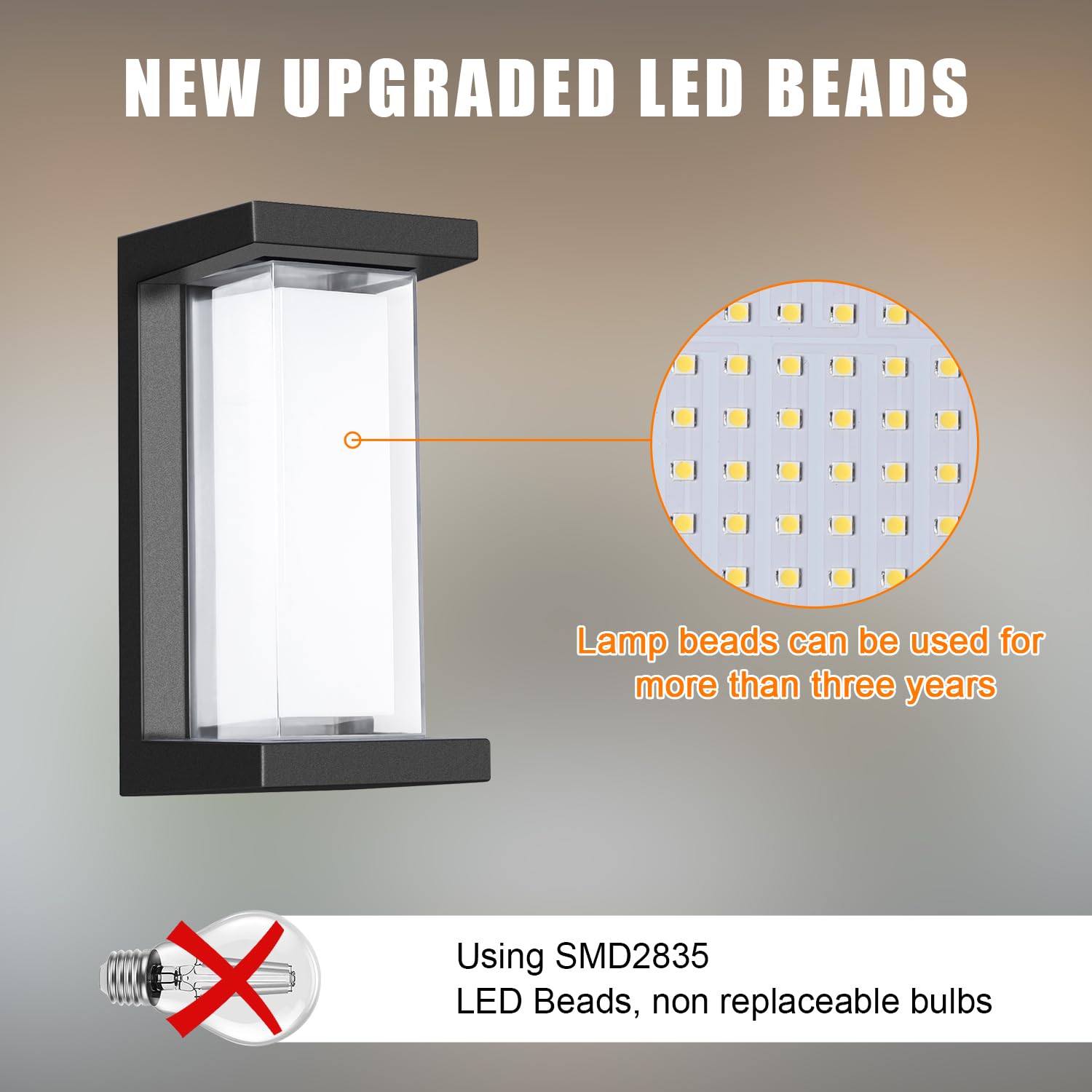 Juyace 18W Outdoor Porch Lights, Modern Aluminum Wall Sconces, 1800Lm, Warm White, IP65, 2 Pack