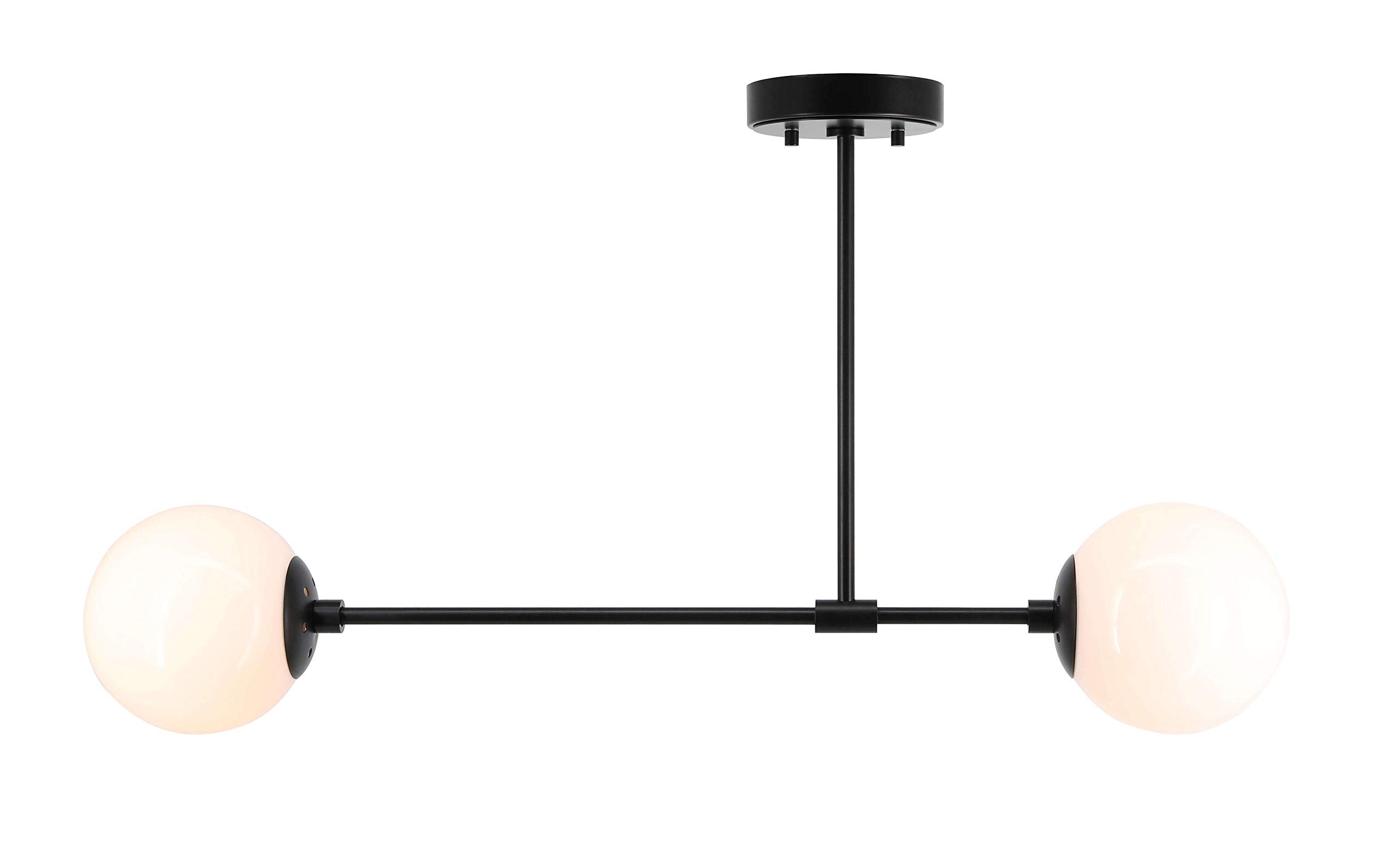 Xinbei Lighting Semi Flush Light, 2 Light Globe Semi Flush Mount Ceiling Light, Black Bedroom Close To Ceiling Light Xb-Sf1211-2