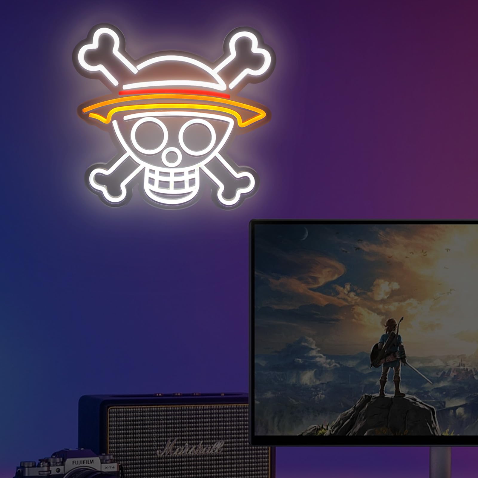 ADS JIE One Piece Neon Sign Lamp - Anime Skull, USB Powered, 11.7inx10.6in, Plastic, New One Piece Skull, Model AD066