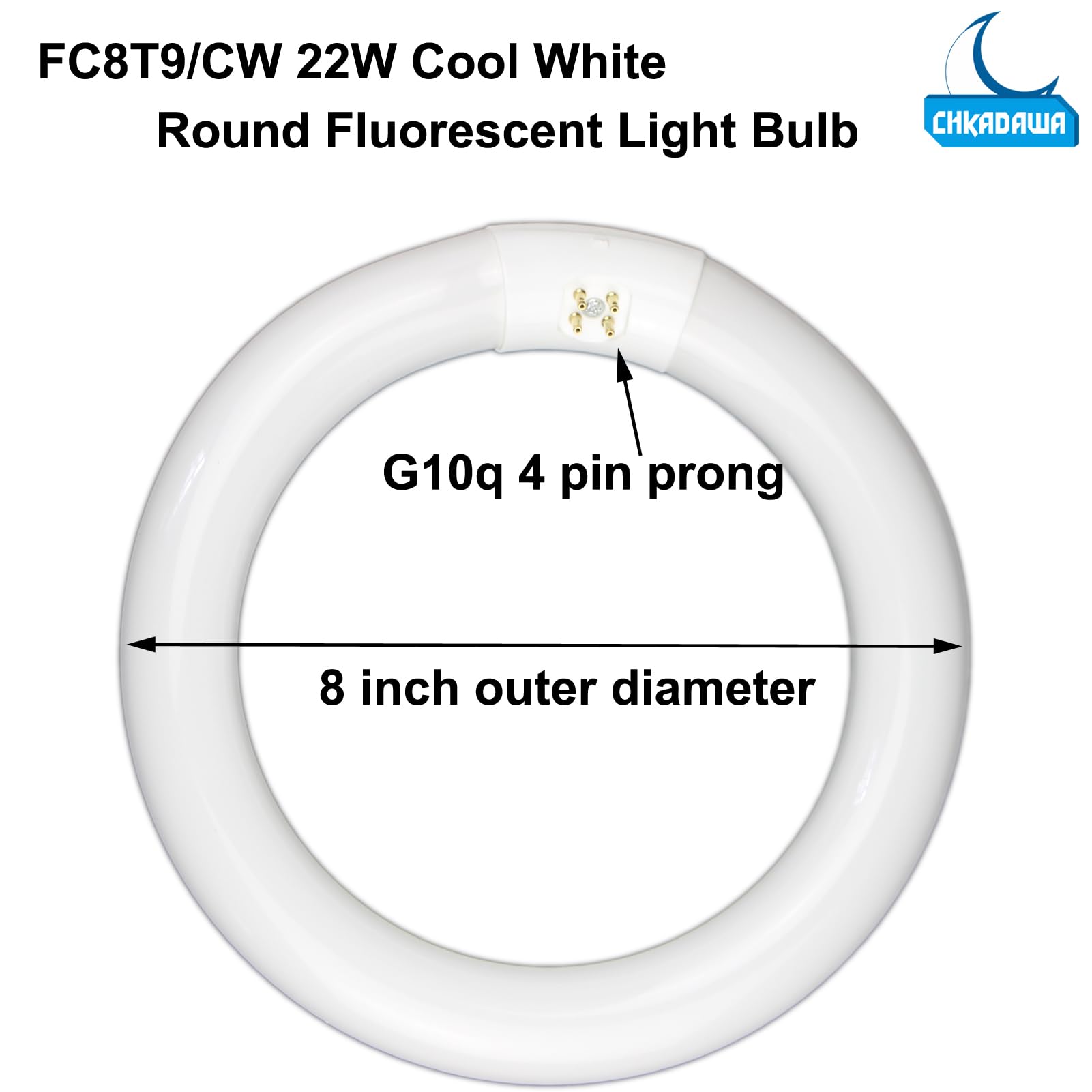 Fc8T9/Cw 22W And Fc12T9/Cw 32W Cool White Round Fluorescent Light Bulb Set, 8 Inch T9 22 Watts & 12 Inch 32 Watts Circular Bulbs