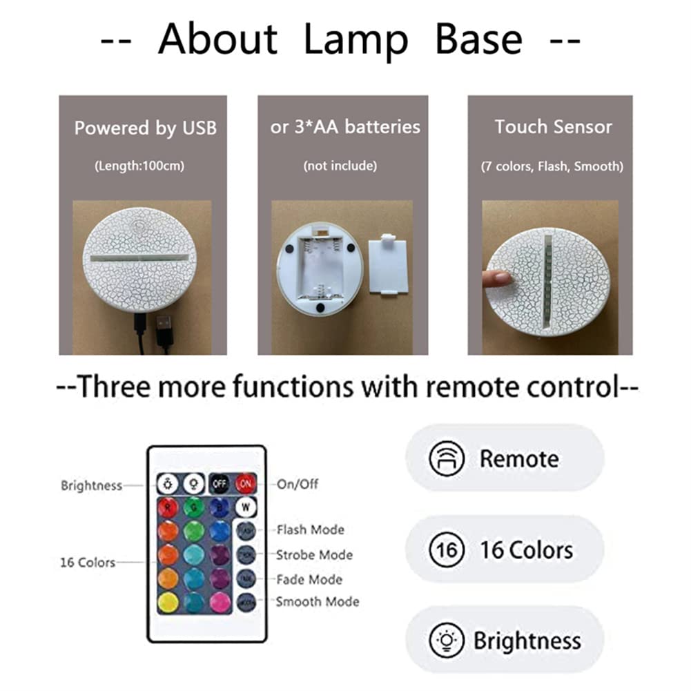 LEDERGO Yoshi Night Light - 16 Colors RGB Touch & Remote Control - Ideal for Kids' Room Decor & Holiday Gifts (Model: 3D-NL-YSI-001)