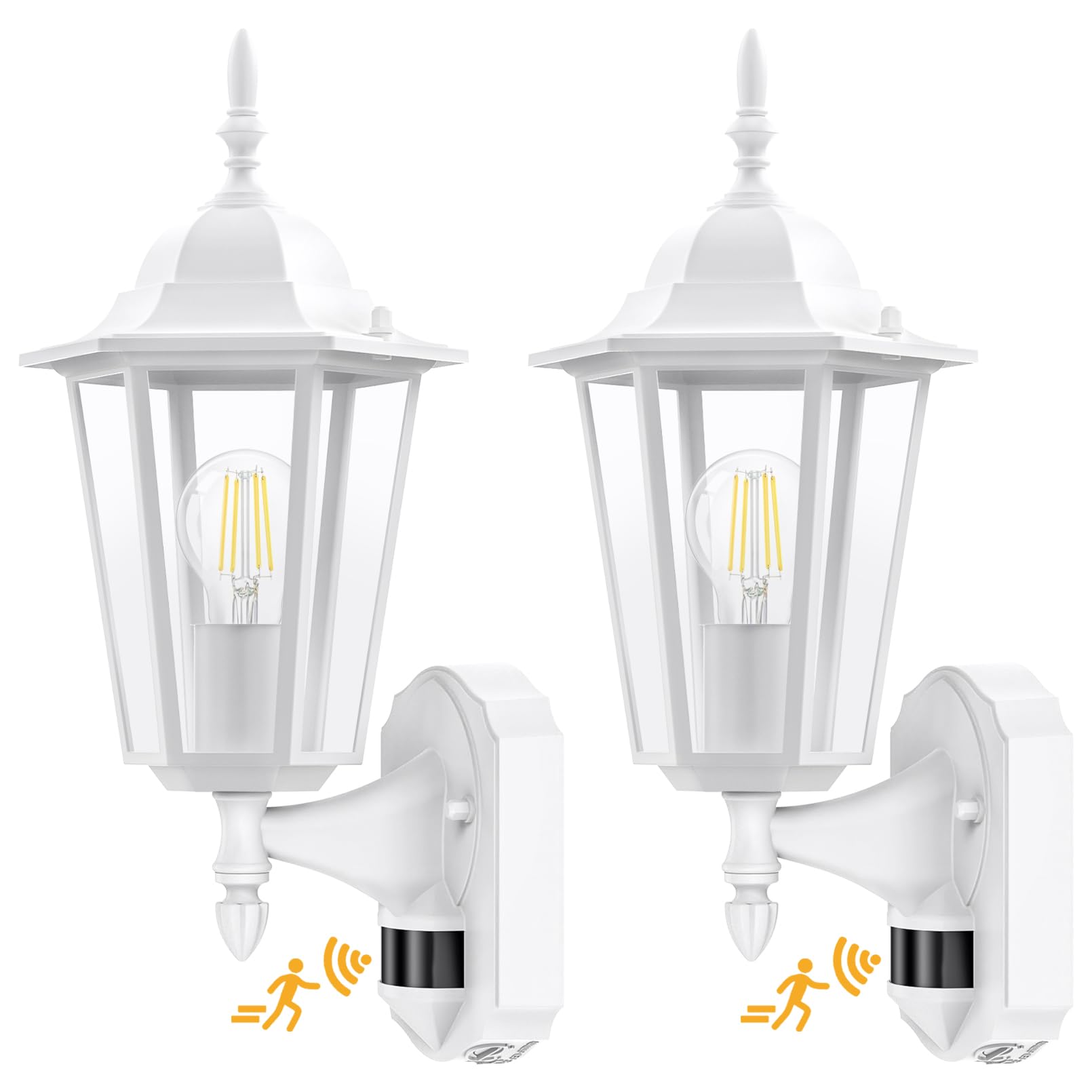 Lamomo 2 Pack Motion Sensor Outdoor Lights, Upgrade Dusk to Dawn White Outdoor Light Fixtures Wall Mounted, 100% Anti-Rust Alumi