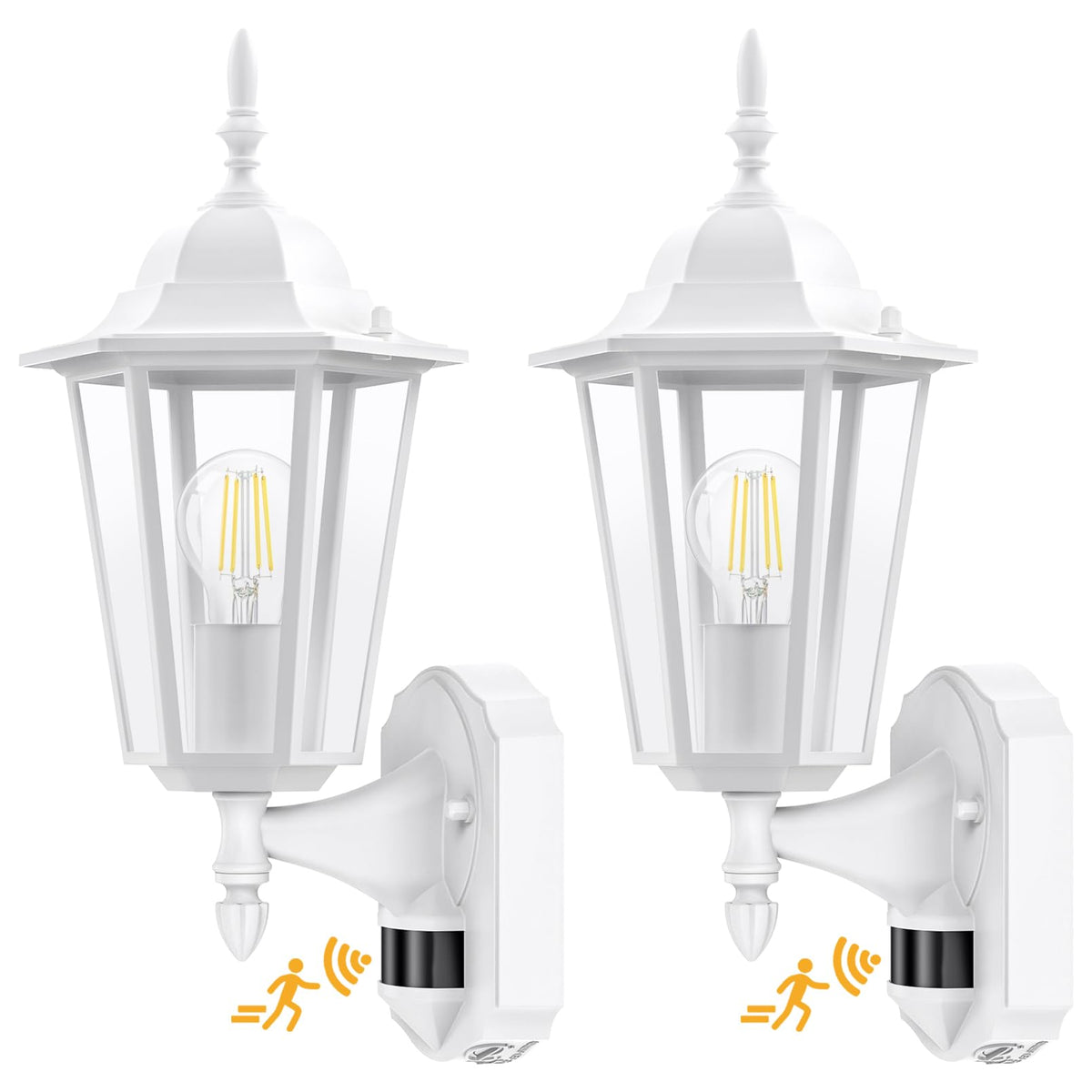 Lamomo 2 Pack Motion Sensor Outdoor Lights, Upgrade Dusk to Dawn White Outdoor Light Fixtures Wall Mounted, 100% Anti-Rust Alumi