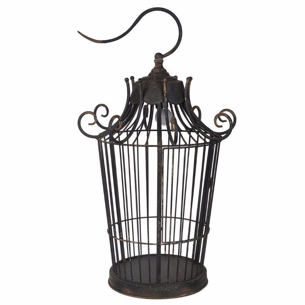 Benzara Old-World Styled Birdcage Table Lamp, Bronze