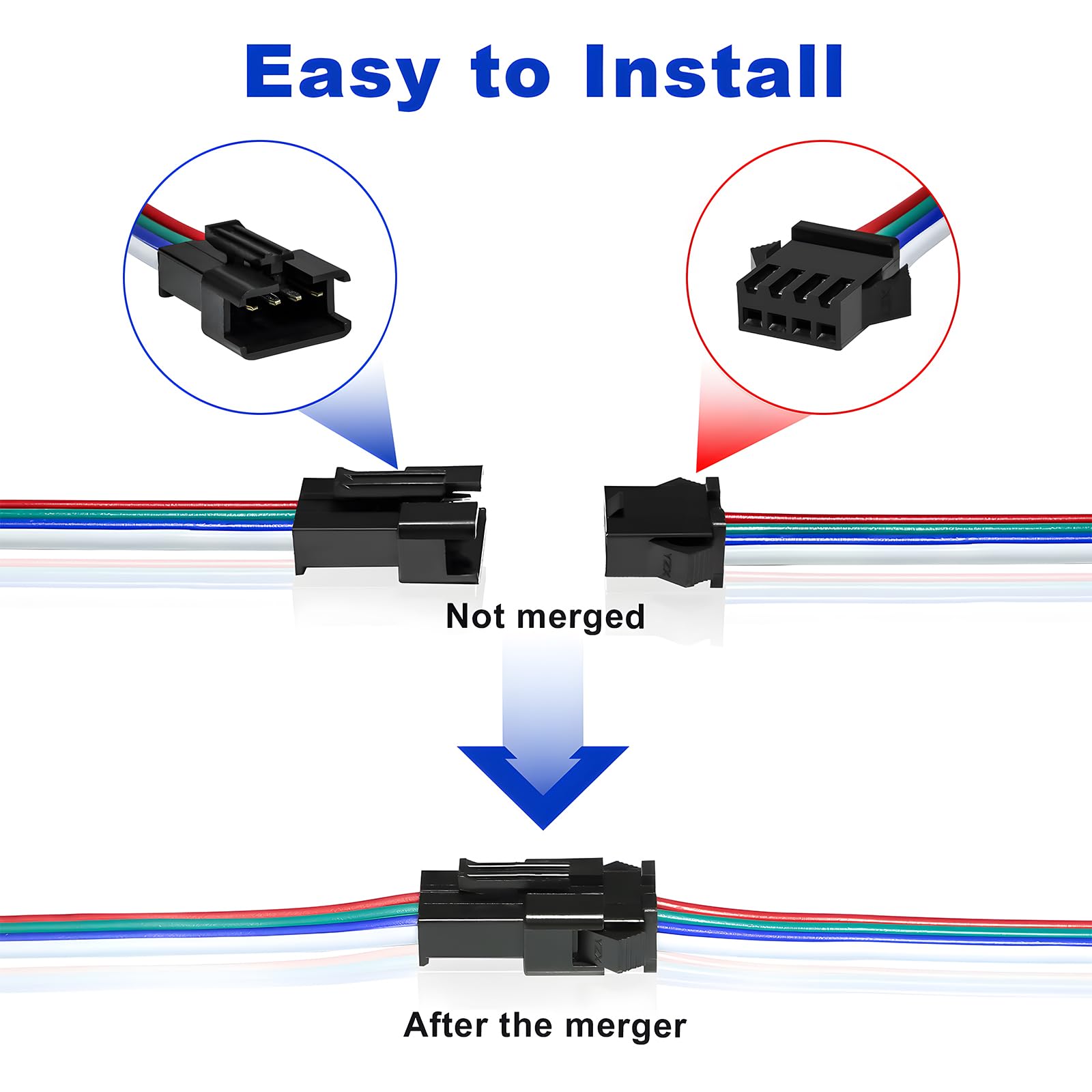 Visdoll 30 Pairs Jst Sm 4 Pin Connectors Female/Male 20Awg Wire 15Cm Cable Led Strip Connector For Led Strip Rgb 5050 3528 Ws2801 Apa02 Ws2813 Ws2815 Ws2801