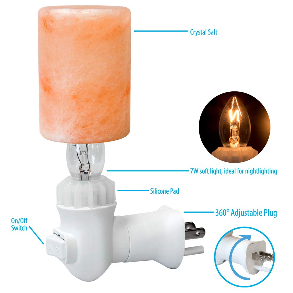 Aultra Salt Lamp Night Light With Himalayan Natural Crystal Salt Color Lights - Ul Listed Plug For Lighting Bedrooms Or Bathroom