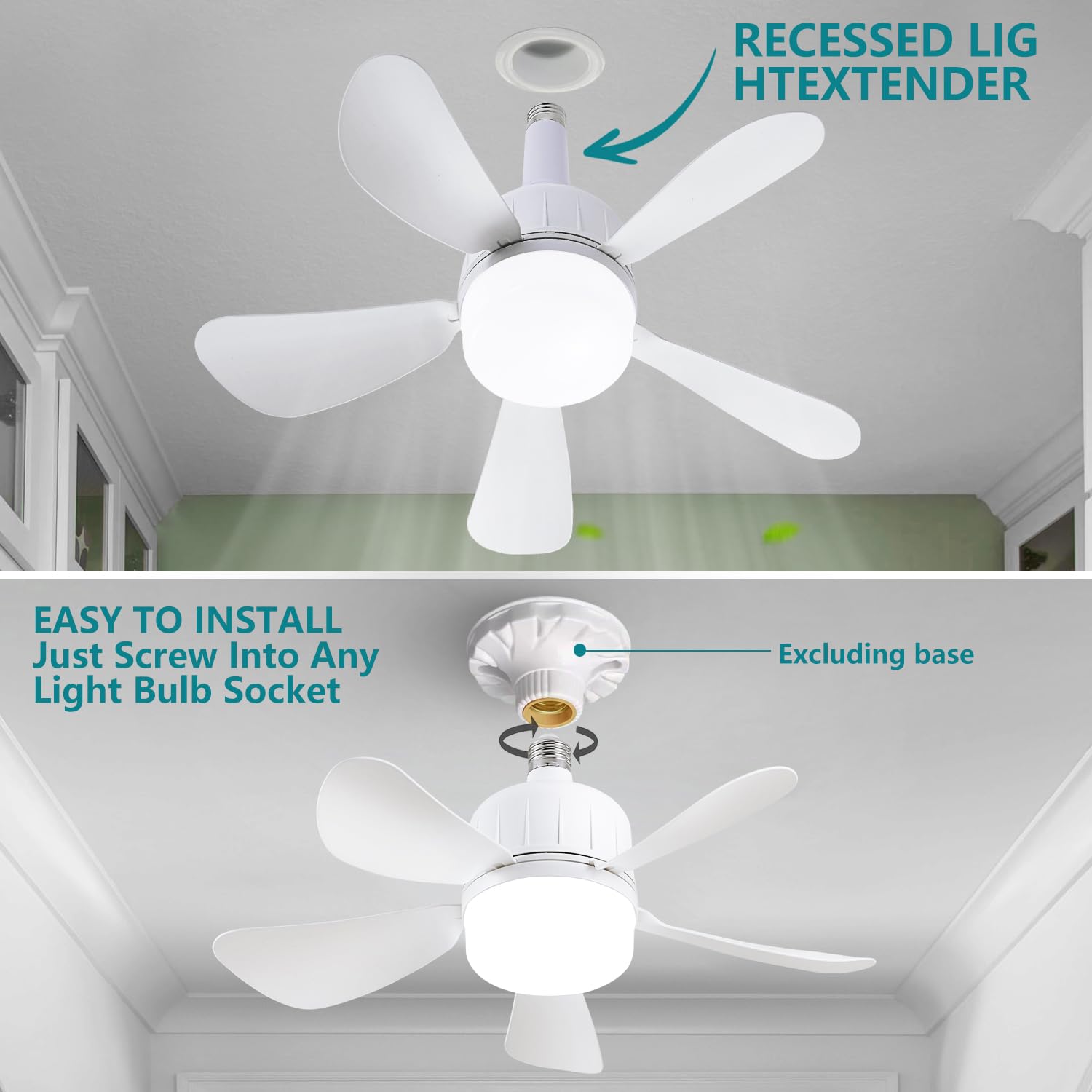 Yfrest 15" Socket Fan Light with Remote, Dimmable LED, 3000K-6500K, White, Model Yf-FSD45, High-Impact ABS Plastic