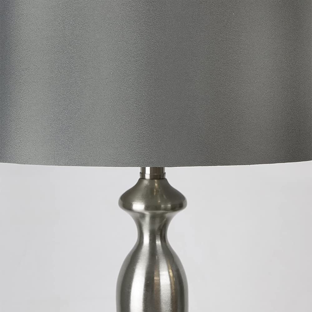 Grandview Gallery Table Lamps Set of 2, Brushed Nickel, Grey Linen Shade, 26.5in Model ST90215FQ-(W)