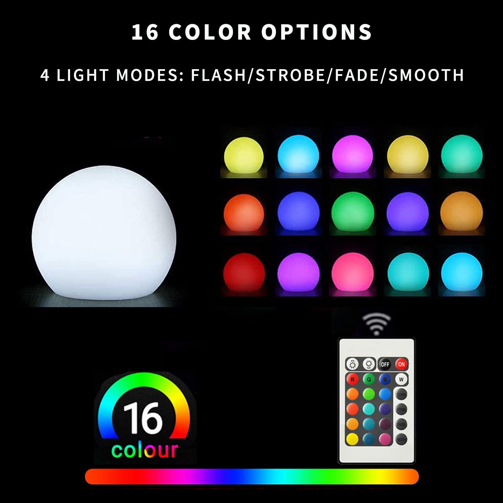 Censinda 10-Inch Led Glowing Ball Light, 16 Colors, Rechargeable Mood Lamp With Remote Control