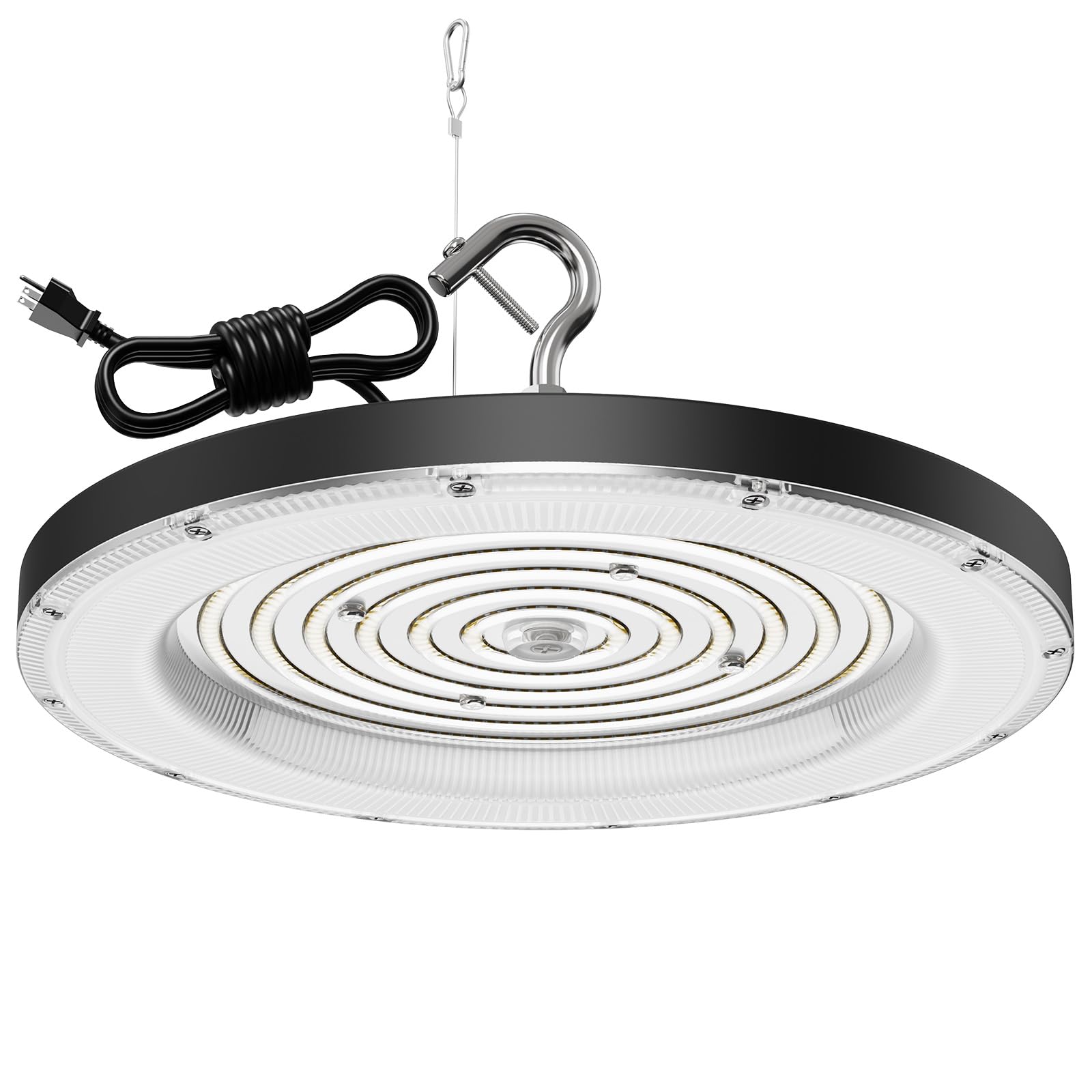 Zelvia High Bay LED Shop Lights for Garage Workshop,200W 20000LM Super Bright High Bay Lights with US Plug - IP65 Waterproof 500