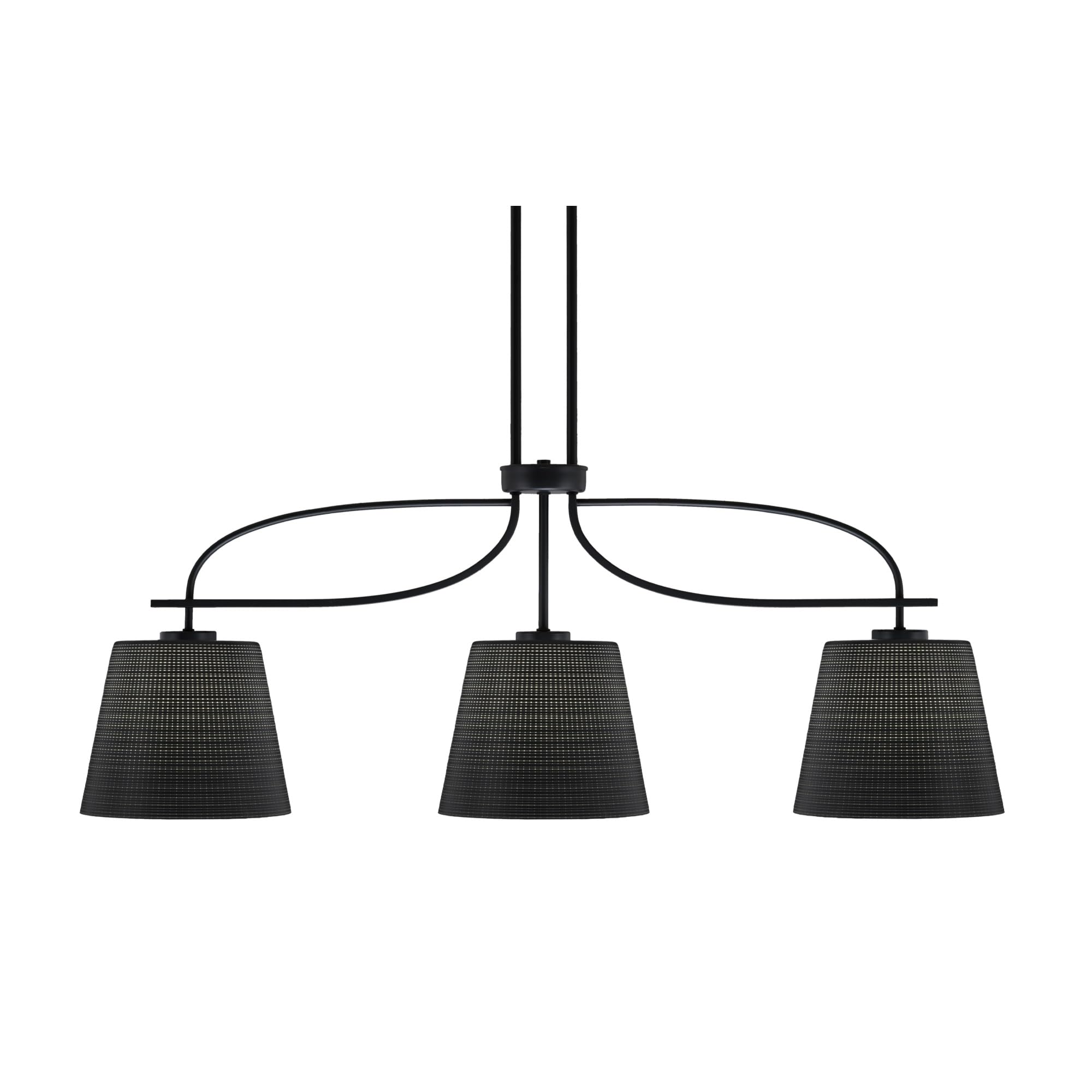 Cavella 3 Light Island Light Shown in Matte Black Finish with 10&quot; Black Matrix Glass