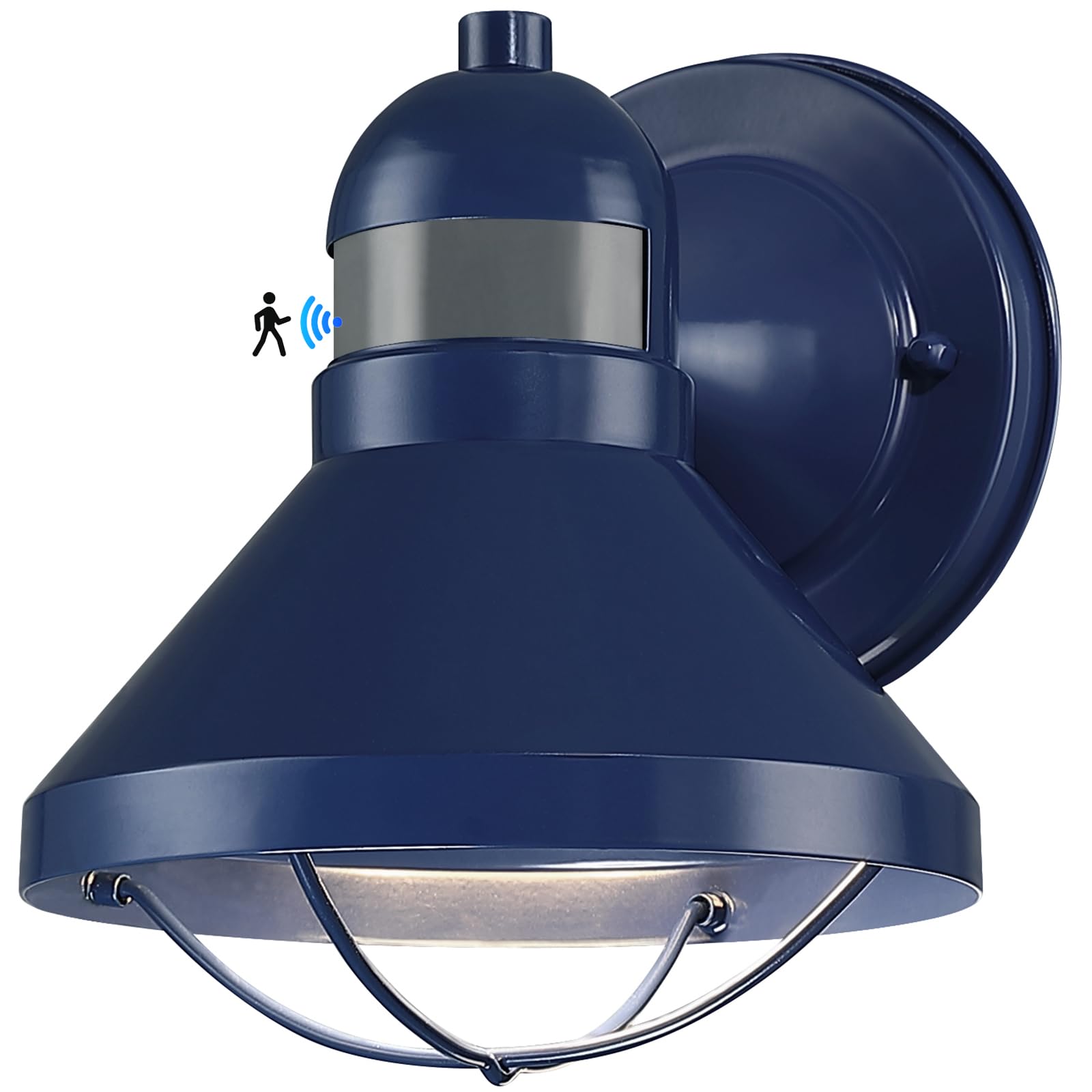 LONEDRUID Motion Sensor Outdoor LED Wall Sconce Dusk to Dawn Exterior Barn Lighting Fixtures Blue Outside Porch Light Waterproof