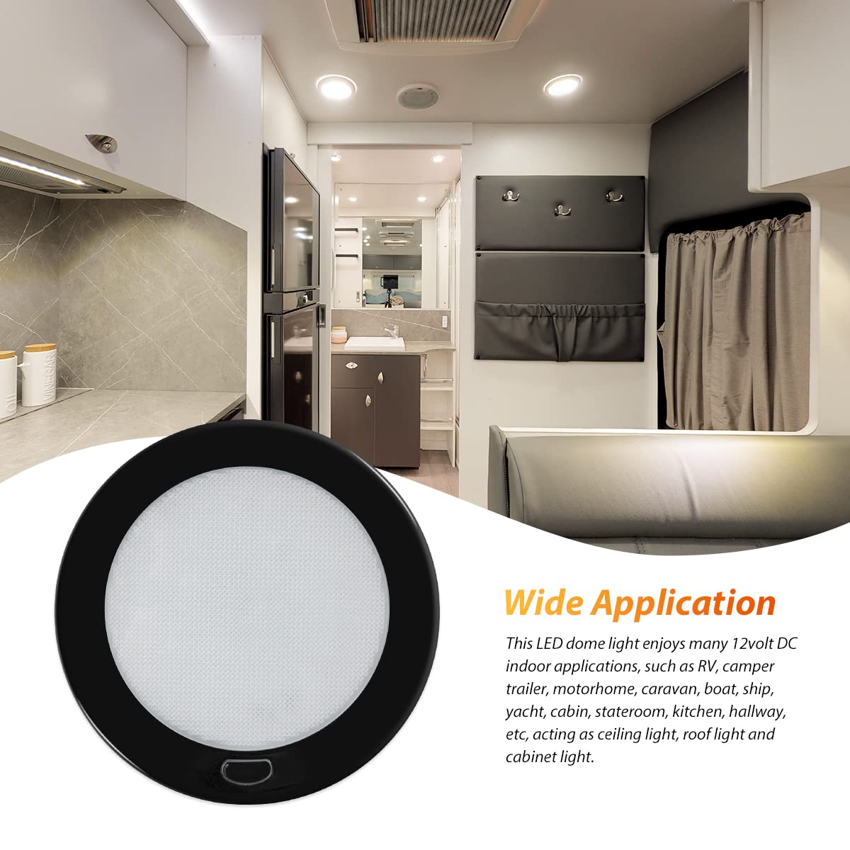 Dream Lighting LED Interior Light Fixture, 12V Black Shell Downlight, 300lm, Warm White, 5-inch, Model 0016936W