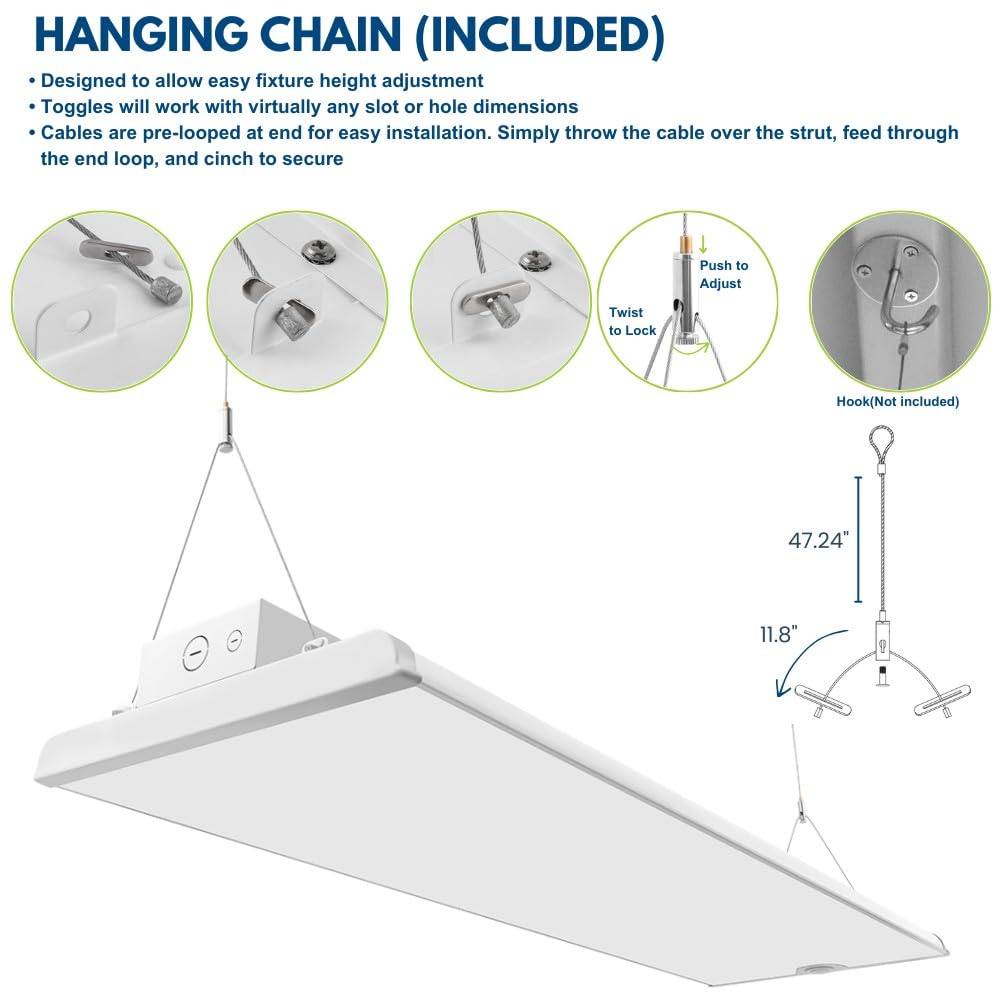Konlite Pack Of 2 Alta Led High Bay Light - 4Ft - 300W/260W/230W - 47,500 Lumens - 5000K/4000K Selectable - 120-277V - 1000W Met