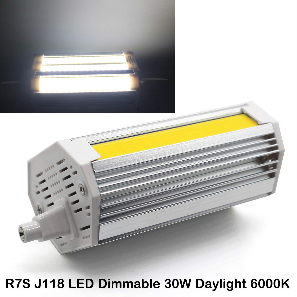 Rowrun R7S J118 30W Led Bulb Double Ended Base J-Type Dimmable Daylight White 6000K Cob Light Bulb 118Mm For Household Lighting
