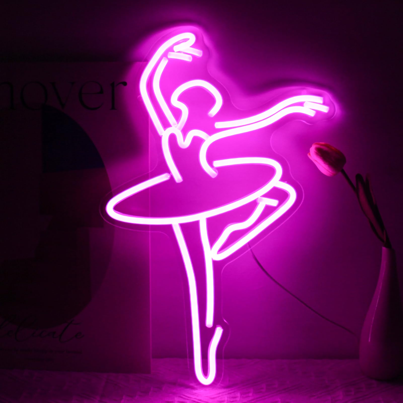 Kullneon Ballet Girl Neon Sign, Pink LED Light, 17.7 x 11.6 inches, Acrylic, Model YL-Ballet, Wall Decor for Dance Room