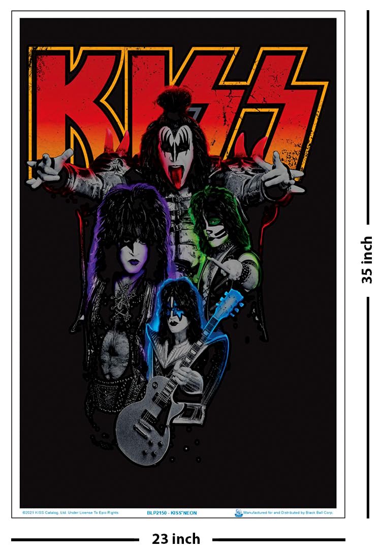 KISS Neon Blacklight Poster - 23in x 35in - White Paper - Officially Licensed