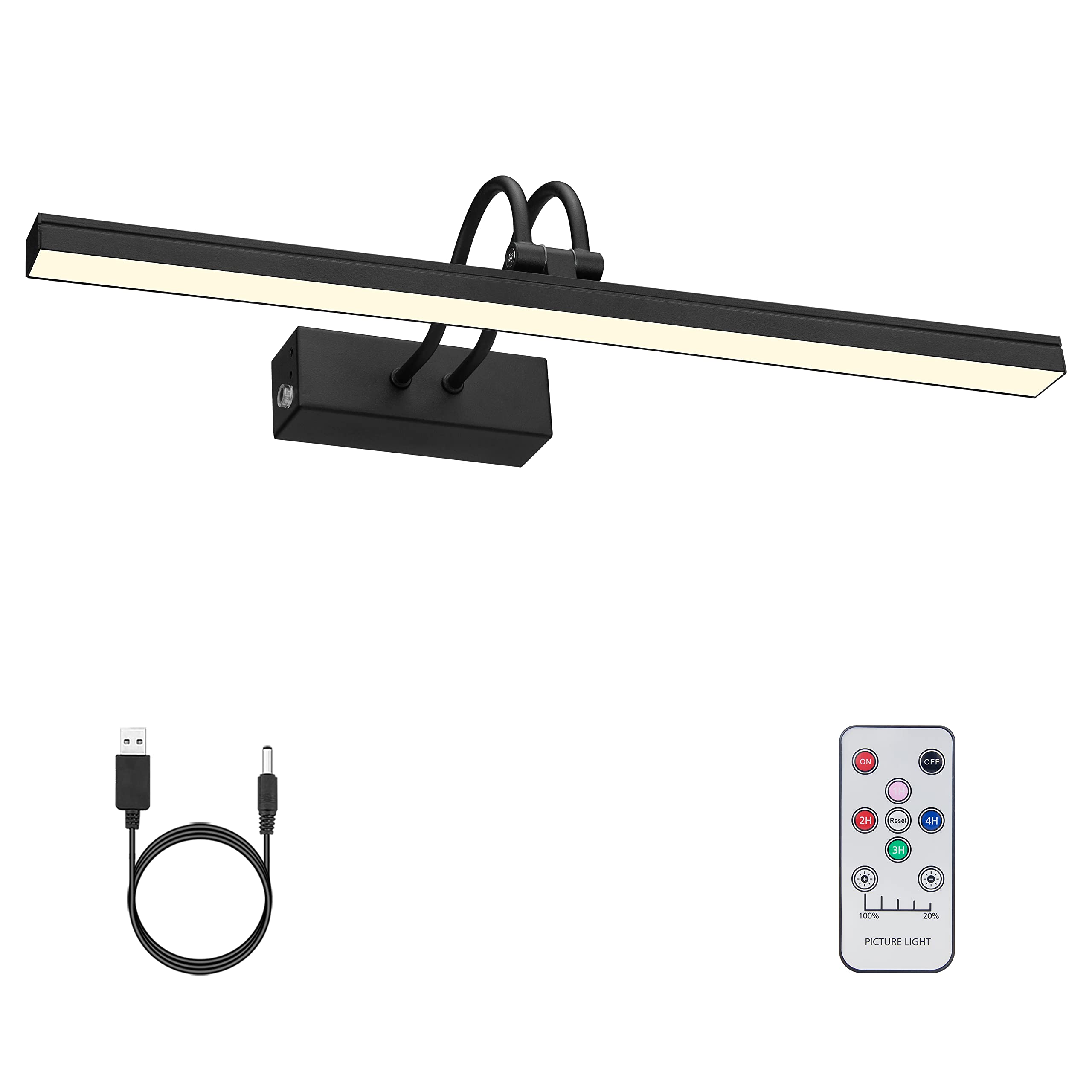 FUNCHDAY Picture Light, Wireless Rechargeable Gallery Light with Remote, 280LM Dimmable Painting Art Lighting Battery Operated, 