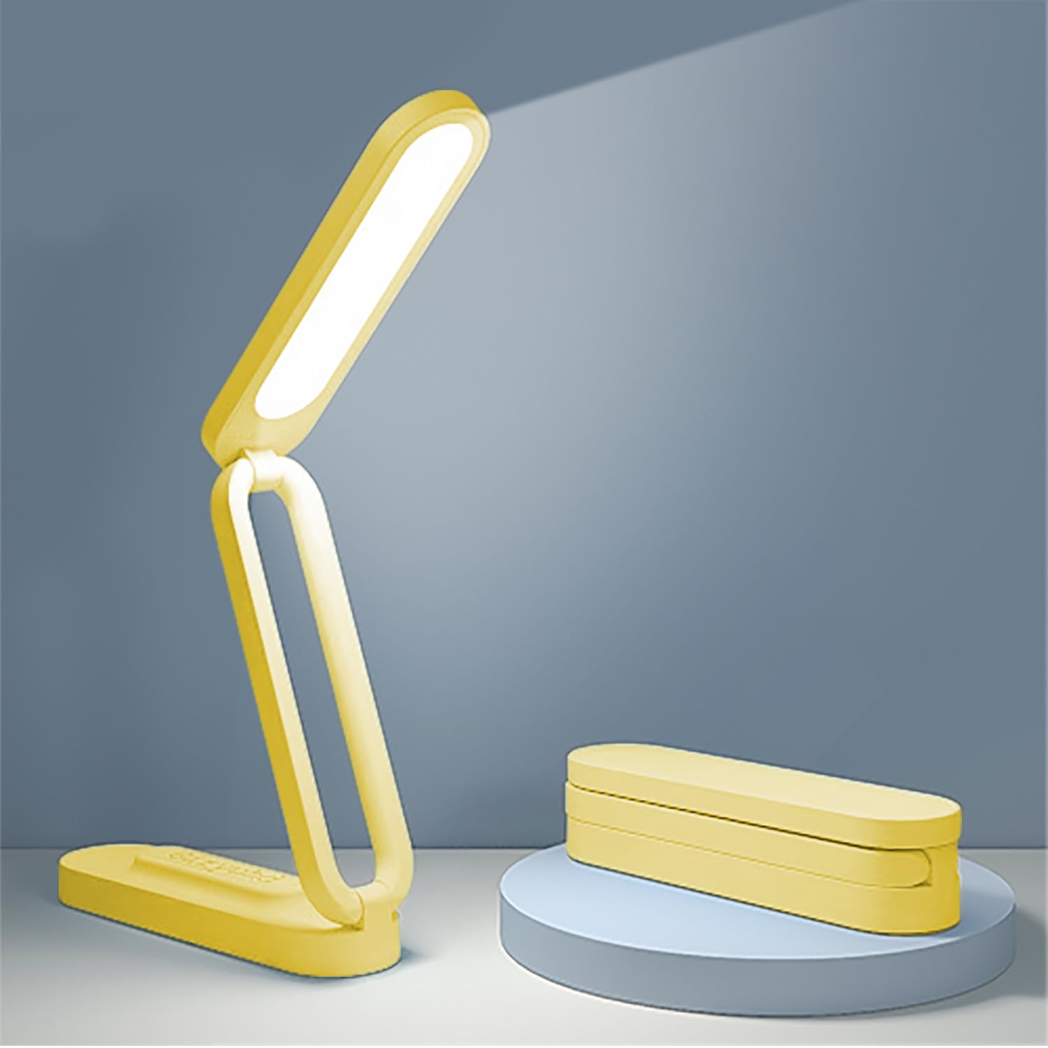 Giryuhd LED Desk Lamp Rechargeable Foldable Portable Light, 3 Brightness Dimmable, Yellow, Model A211