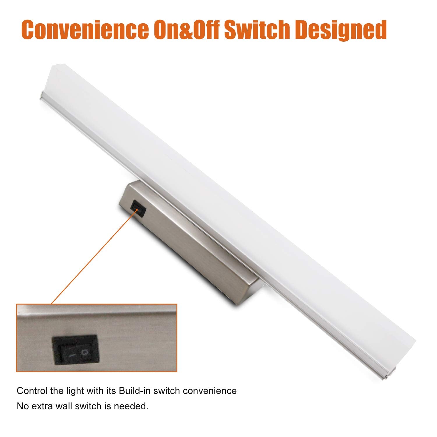 Facon LED RV Wall Sconce Light Fixture, 16.5 Inch, Brushed Nickel, Model RVLF0417-005, Aluminum, with Switch for RV, Camper, Motorhome, Boat
