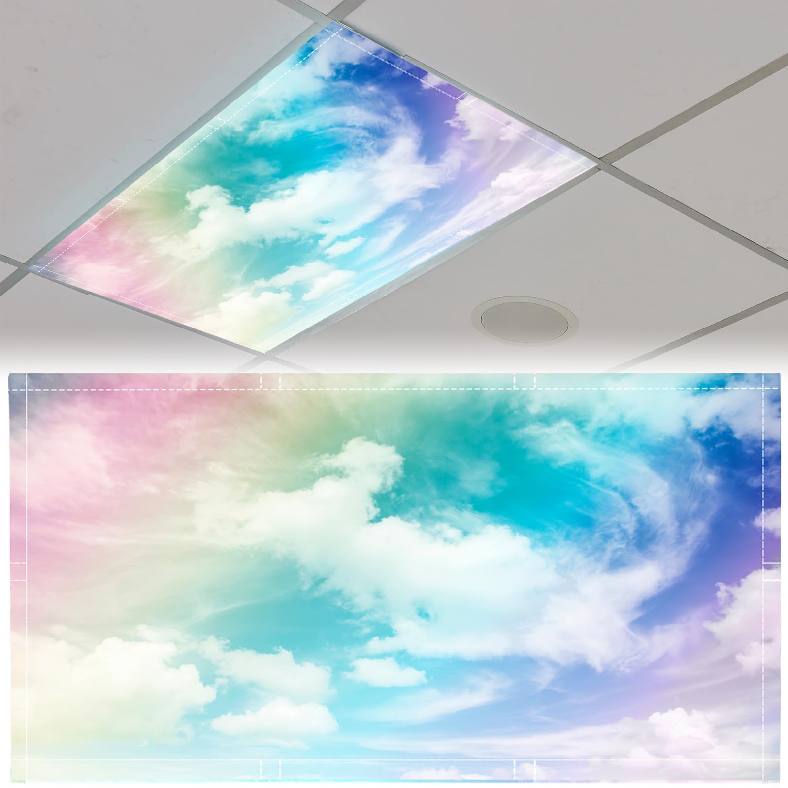 Patelai Fluorescent Light Cover - 4 x 2 Feet Classroom Magnetic Shade, 10 Magnets, Sunset Color for School Home Office Decor