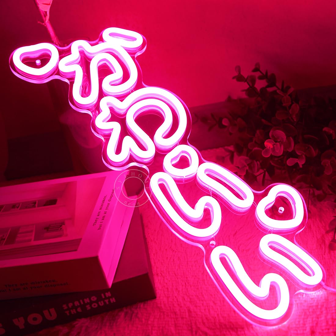 SYLHOME LED Neon Light Sign Vertical Cute Japanese Anime Decor 15.75in x 6.14in Pink Acrylic Model NS-RC5VDSK-Kawaii-P
