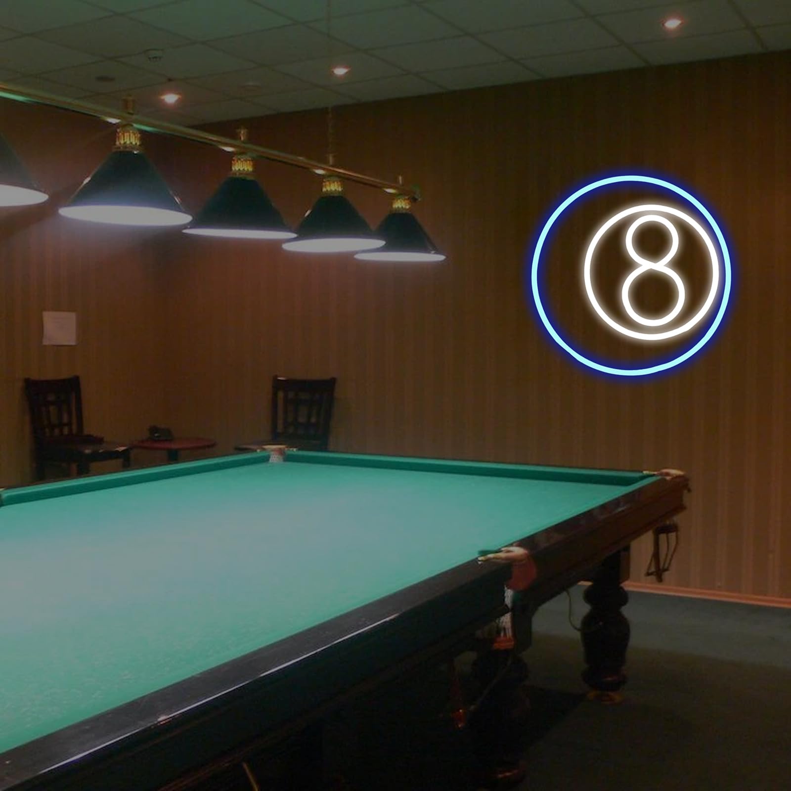 Billiards Neon Sign For Wall Decor  Dimmable Black 8 Led Light Sign  Creative Aesthetic Room Decor For Gameroom Party Man Cave malt-inspired Bar Restaurant Christmas Gift Art  Dad Billiards Sign Decorations