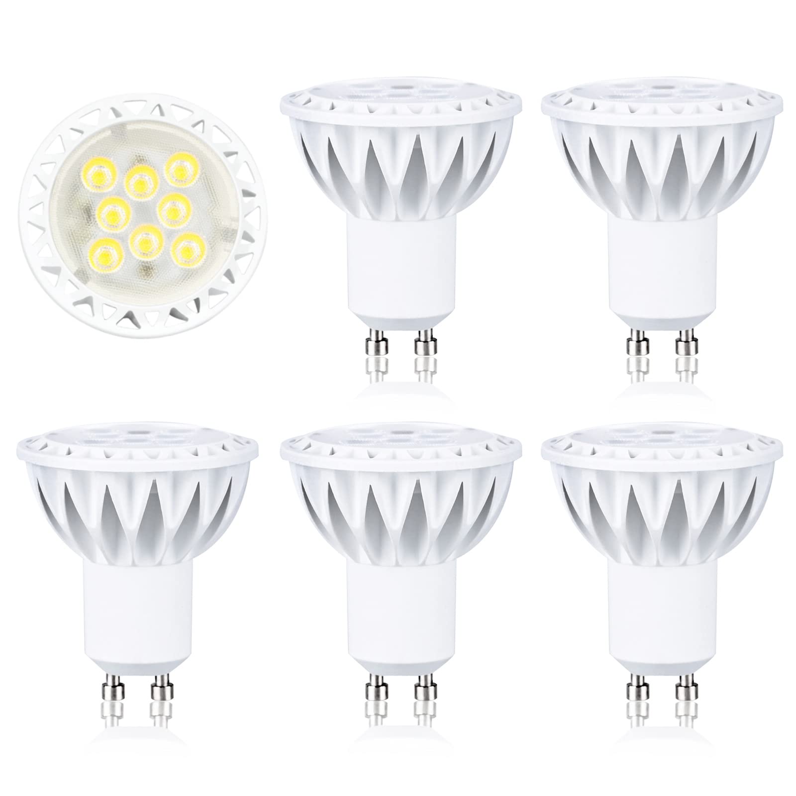 GU10 LED Bulb 5W 6000K Daylight White Dimmable GU10 Bulb 50W Halogen Equivalent, 38 Degree Spotlight for Track Lighting in Kitch