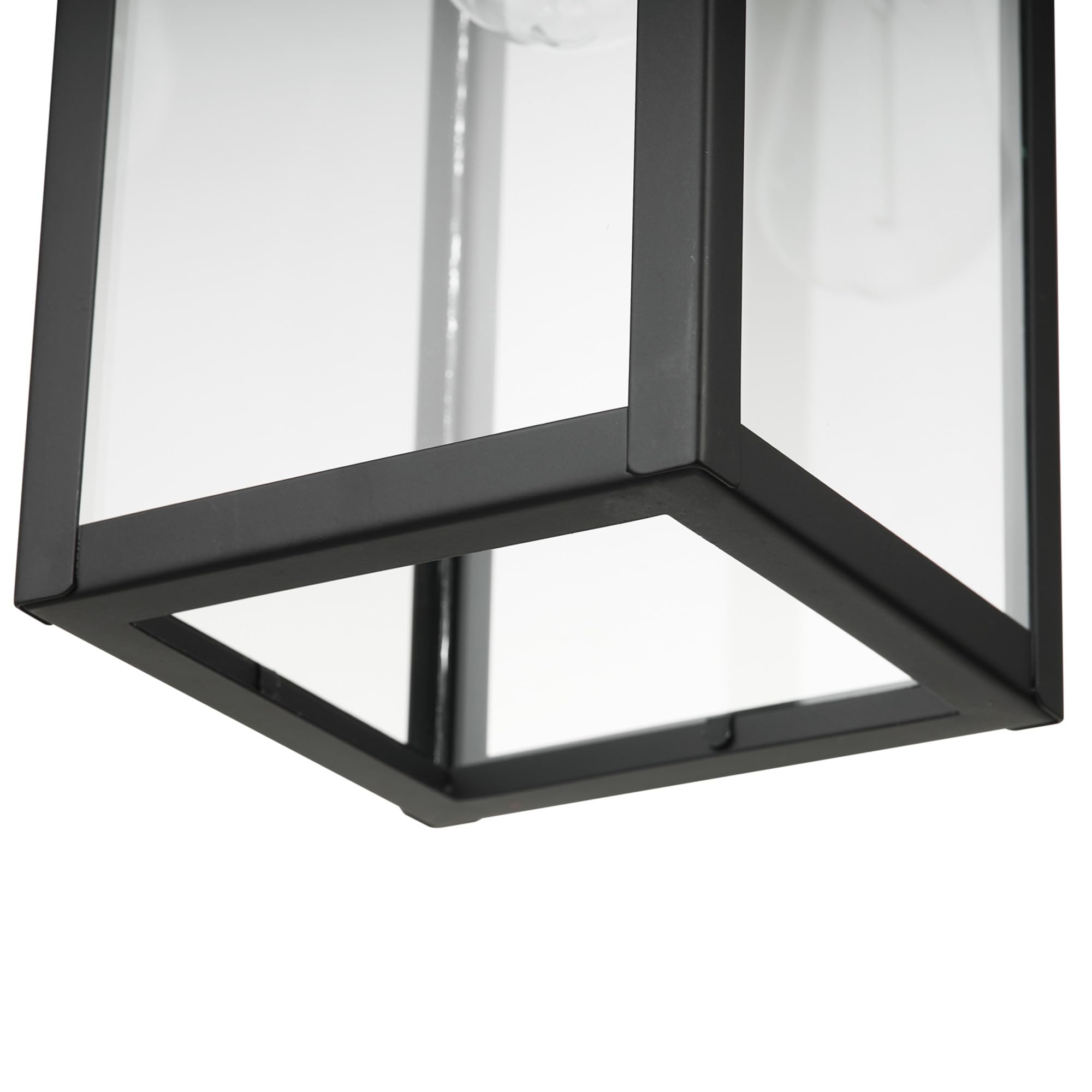 Globe Electric 44773 Outdoor Pendant Light, Matte Black Metal, Clear Glass Shade, E26 Base, Modern Vintage Design