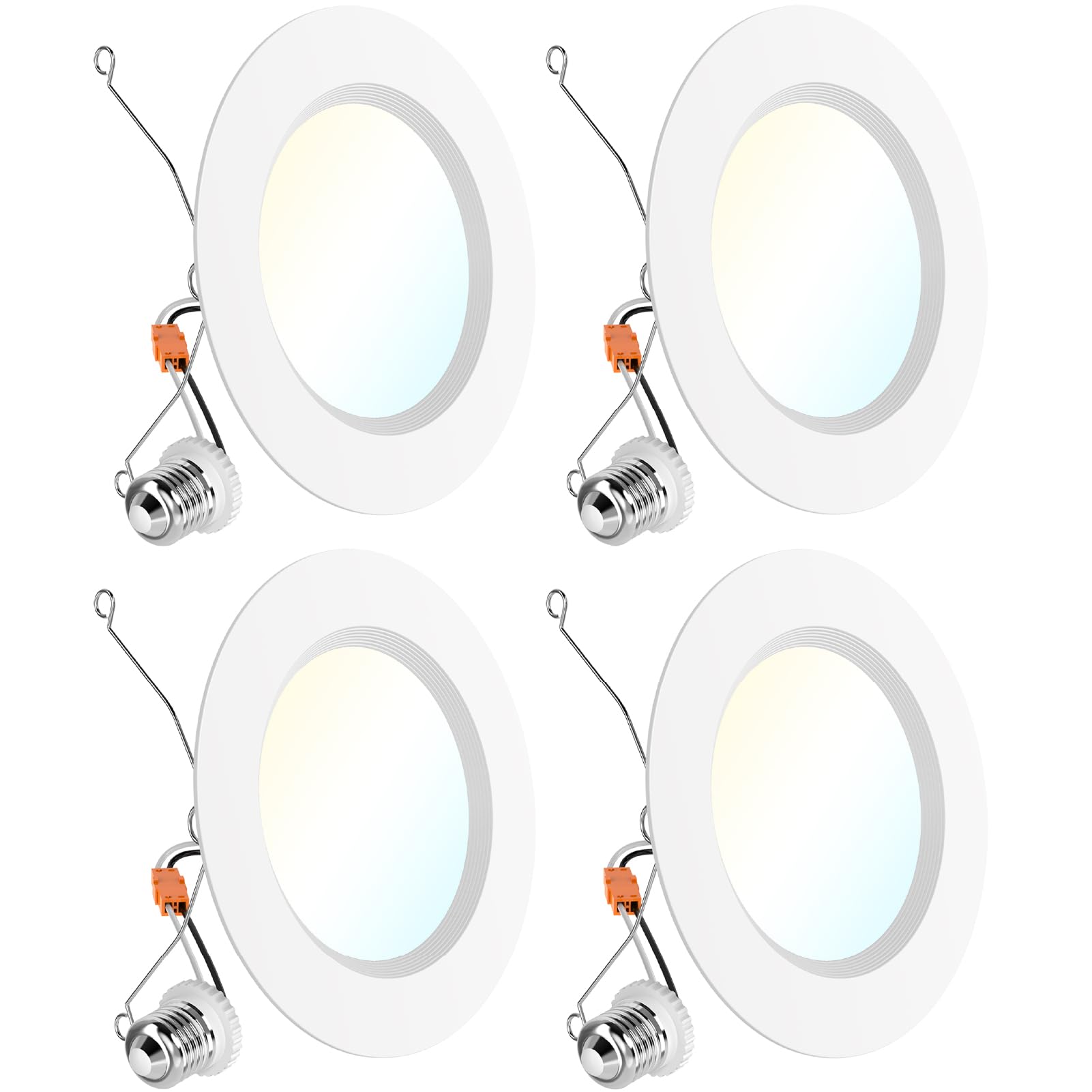 Sunco 4 Pack Led Recessed 6 Inch, High Brightness 1700 Lm, Selectable Cct 2700K/3000K/4000K/5000K/6000K, Dimmable Can Lights, Baffle Trim, 17W=120W, Damp Rated, Retrofit Installation - Ul