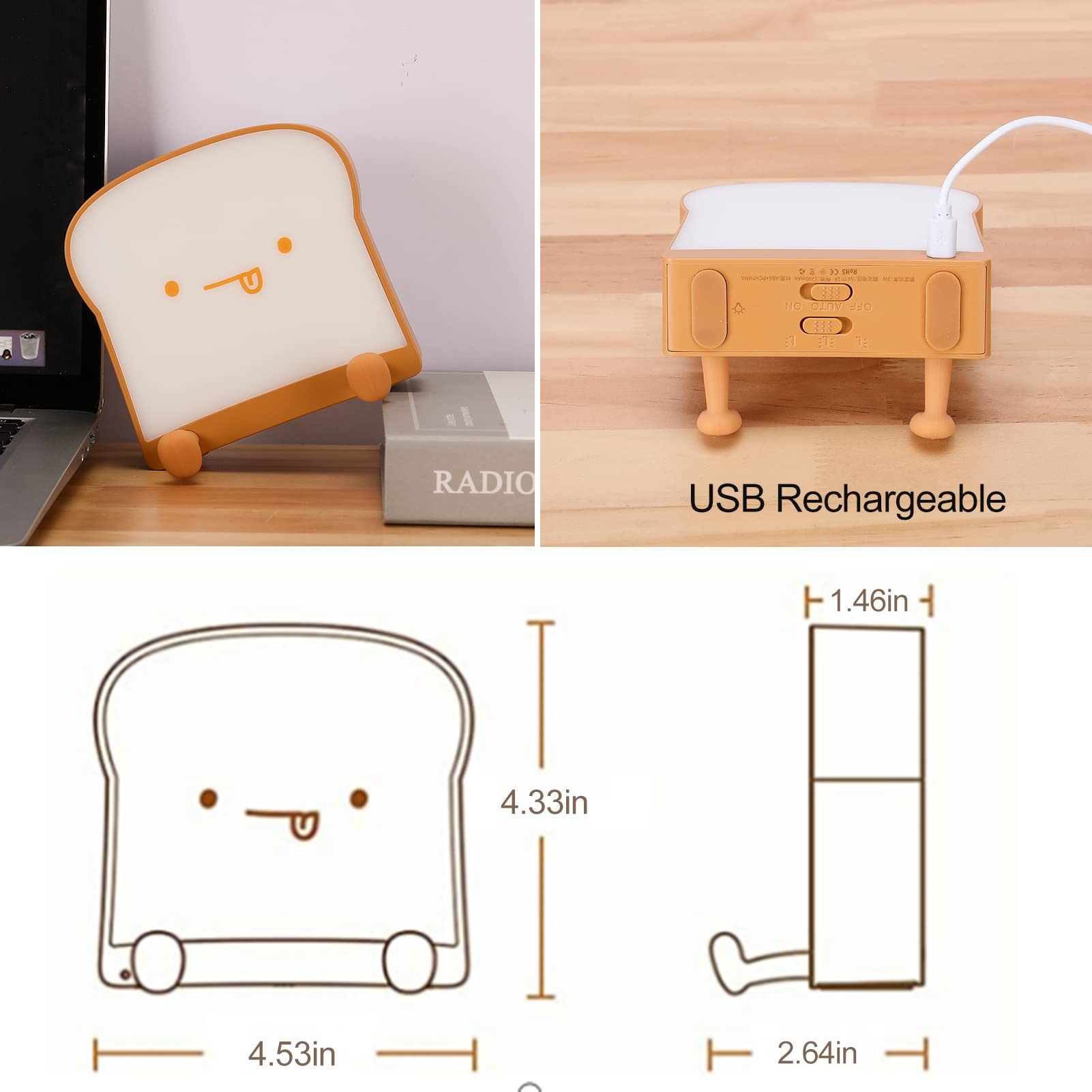 LOVERUIS Cute Cat Night Light for Kids, Dimmable Nursery Lamp, Colorful, Timer, Model ARS-QIE, Yellow