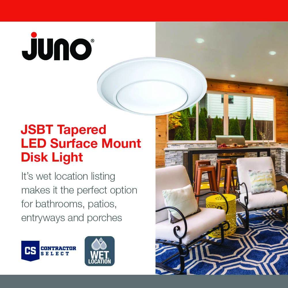 Juno Jsbt 4-Inch Slimbasics Tapered Disk Downlight, 3000K, White (1 Pack)