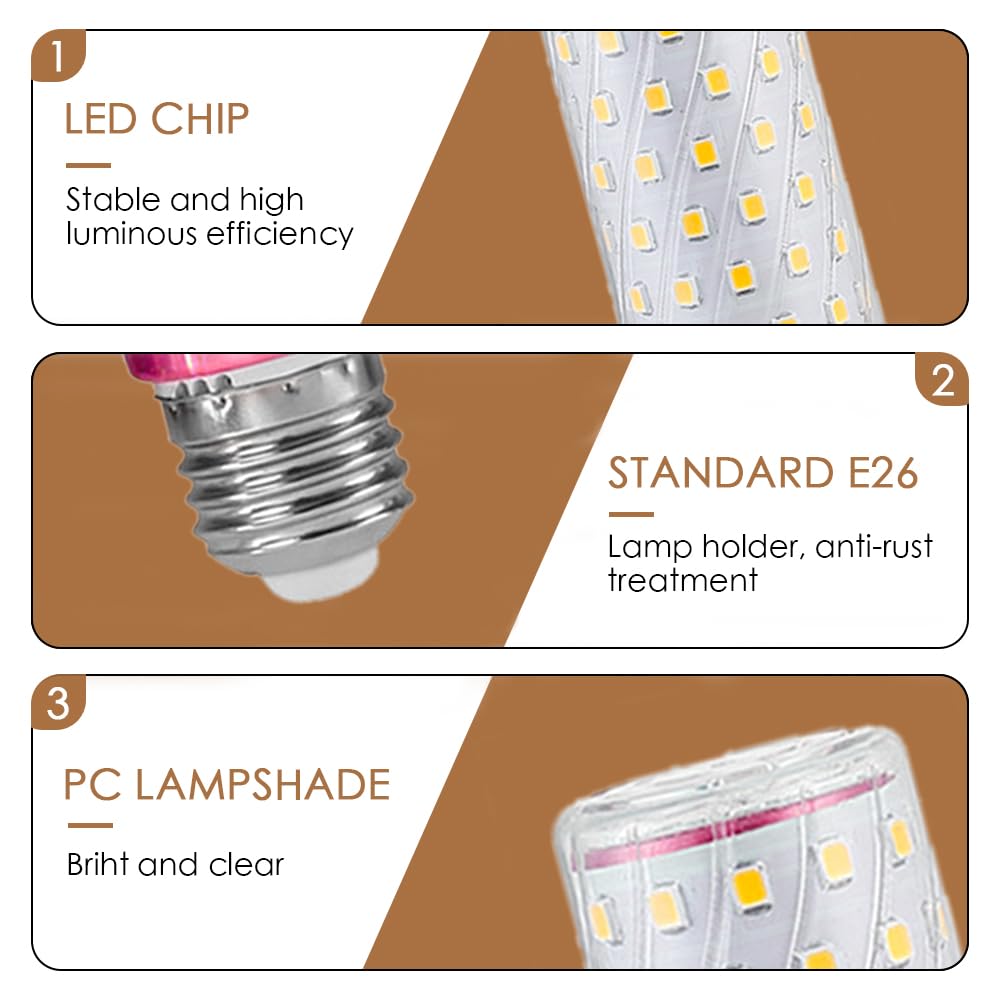 E26 Led Corn Light Bulbs,12W Cool White 6000K, Equivalent To 100W E26 Halogen Bulbs,Ac 110-220V, 360 Beam Angle,Edison Screw Ses