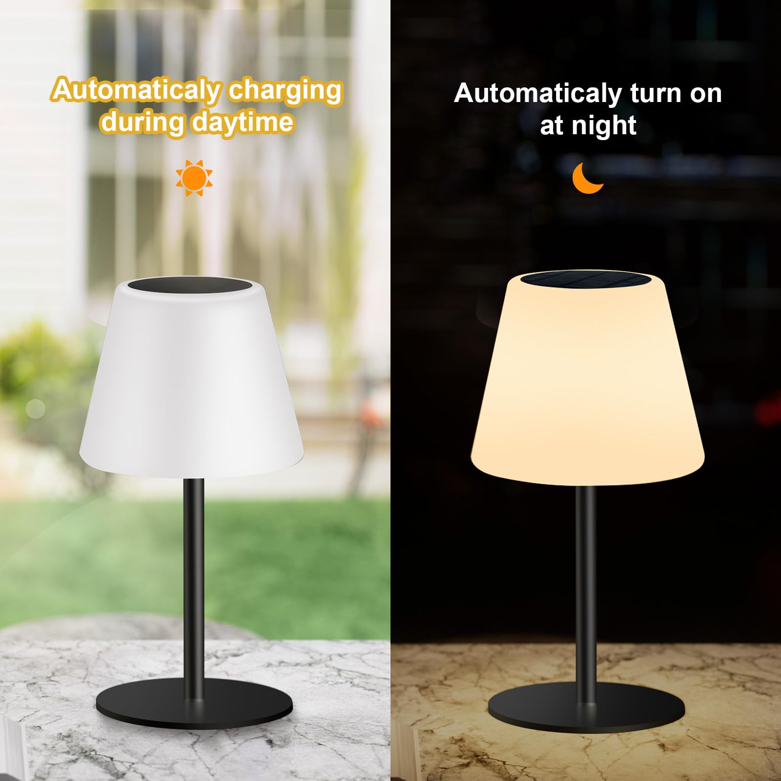 Dansny Solar Table Lamp Rechargeable Outdoor Solar Lamps With Light Sensor,Battery Operated Outdoor Lamps For Patio Waterproof,D