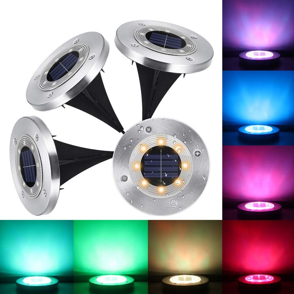 AOZBZ Solar Color Changing Garden Disk Light  Multicolor, Outdoor, Waterproof, Landscape, Pathway