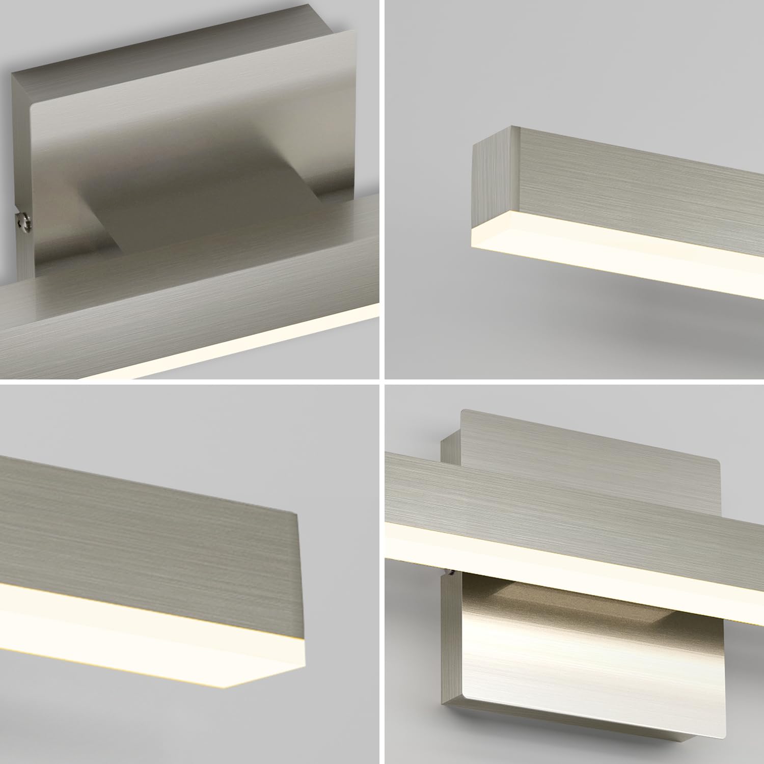 Joossnwell Led Bathroom Vanity Lighting Mirror Front Makeup Lights Fixtures Indoor Wall Mount Sconces Lamps Brushed Nickel 23.62