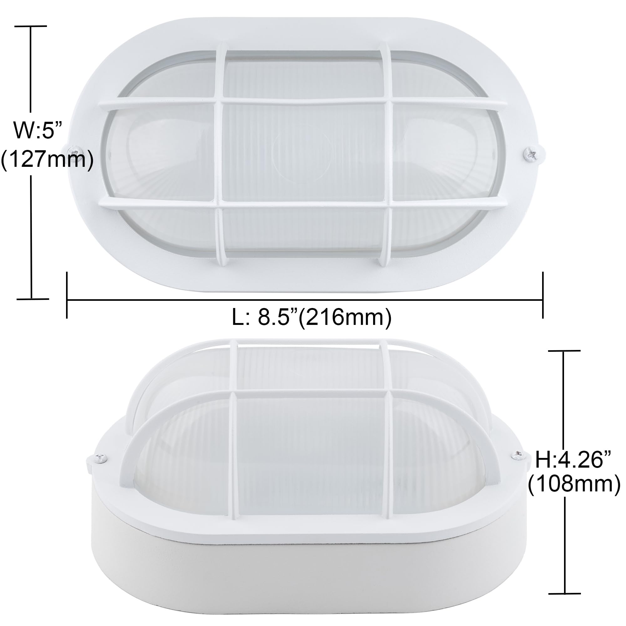 Gruenlich Led Bulkhead Light, Flush Mount For Wall Or Ceiling, 6W, 520 Lumen, Dimmable 5000K Daylight White, Outdoor Rated, Alum