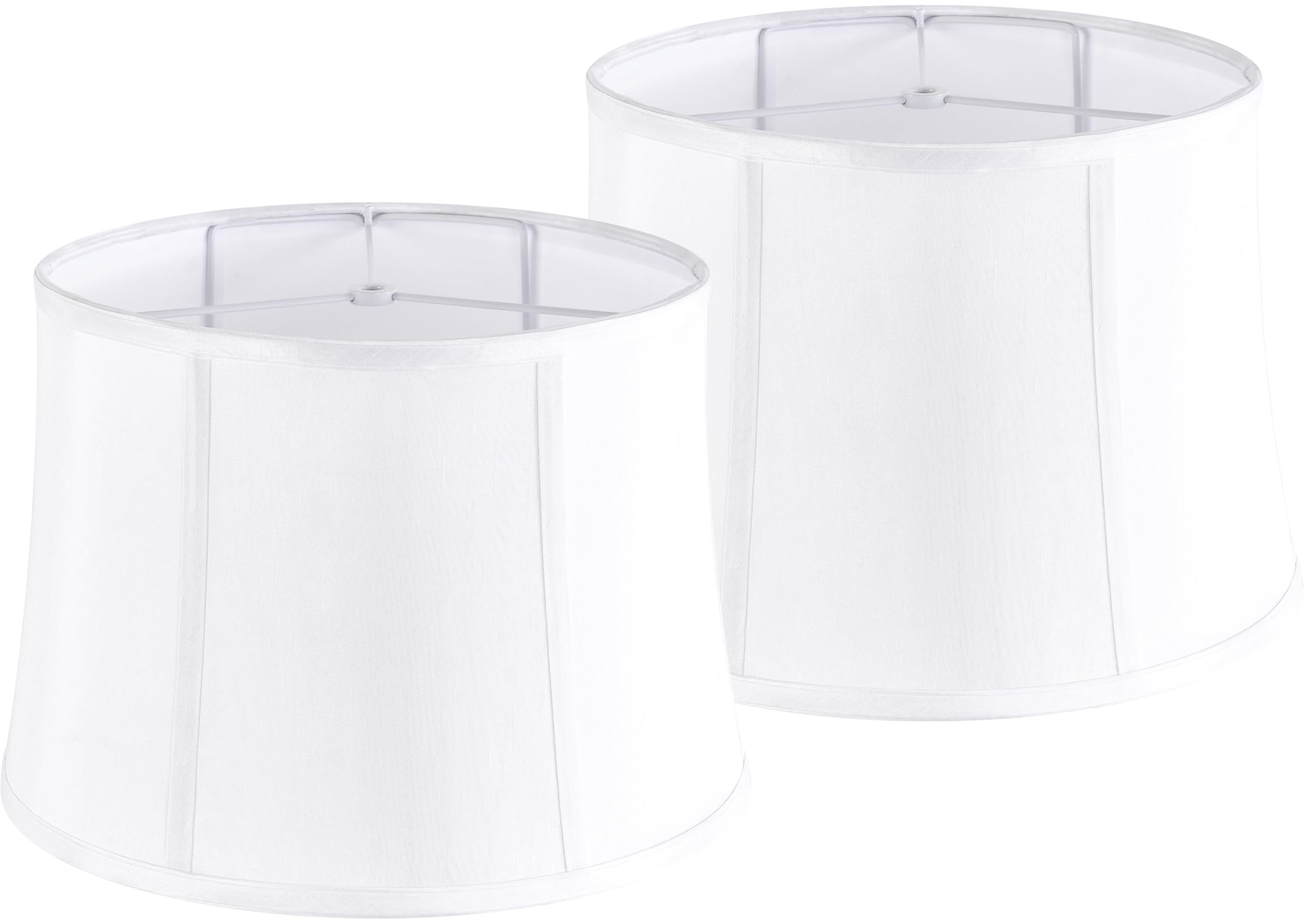 Goso Bamboo White Lamp Shades Set Of 2 Large Drum Empire Lampshades For Floor Lamps Table Lamp- 12X14X10 Inch(Spider) Natural Linen Fabric Lamp Shade Replacement Modern Rustic Shade-Easy Assembly
