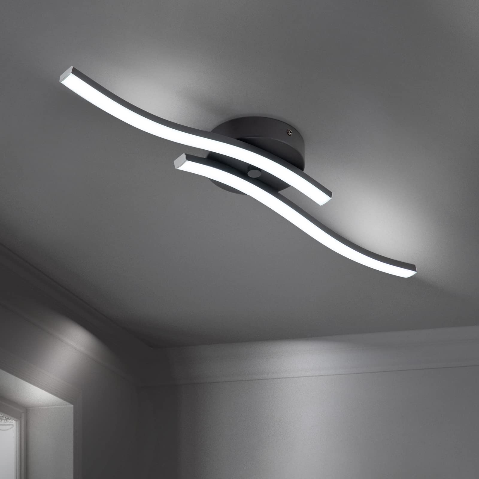 Edislive Modern Dimmable Led Ceiling Light Curved 2 Light 22.5 In Minimalist Flush Mount Ceiling Light Fixture Lamp For Bedroom 