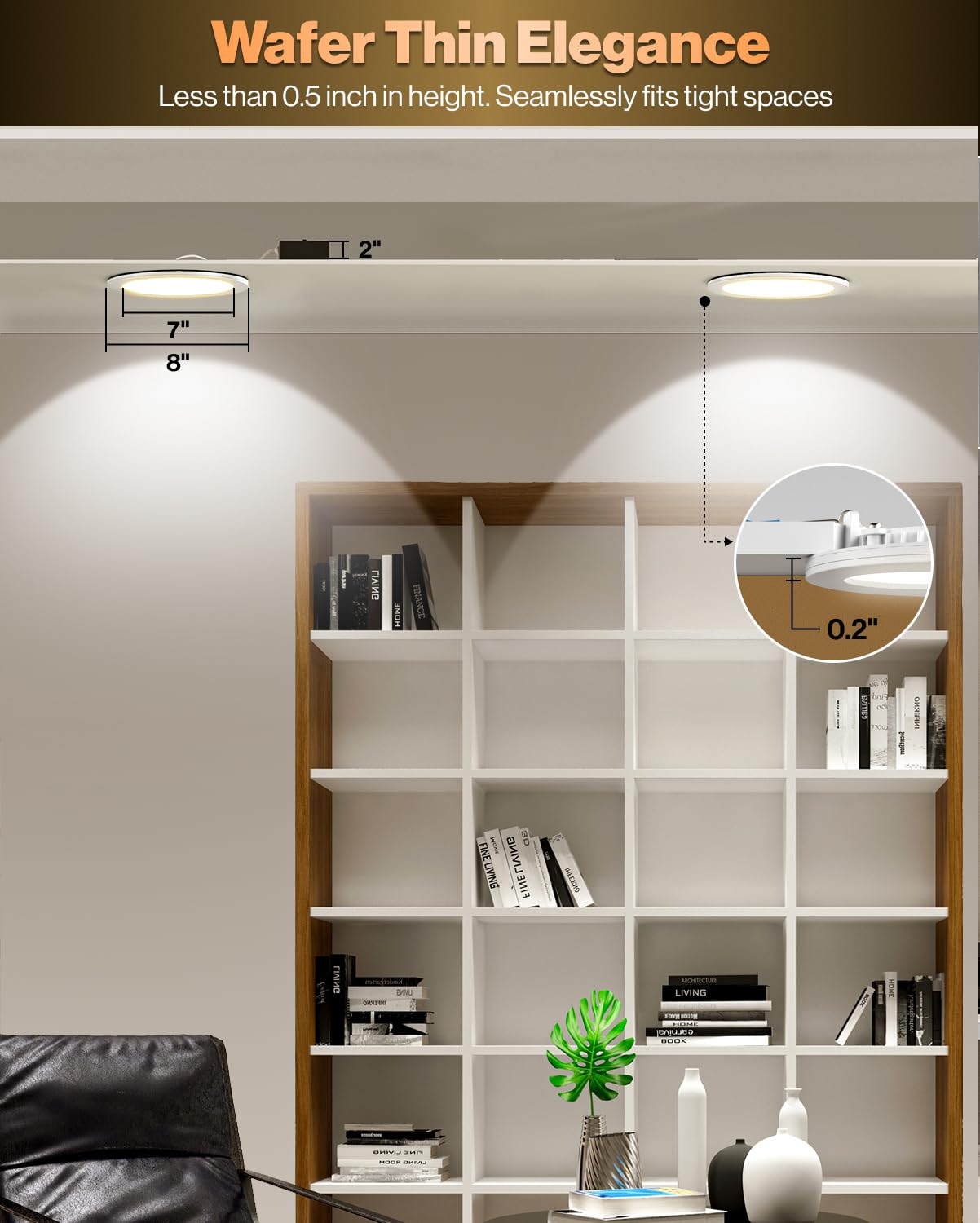 Sunco 6 Pack 13W 8 Inch Led Slim Down Light Residential Ambient Home Indoor Living Room Bedroom Bathroom, 1350 Lumens, Selectable Cct 2700K/3000K/4000K/5000K/6000K, 0-10V Dimmable, Ac120V - Etl