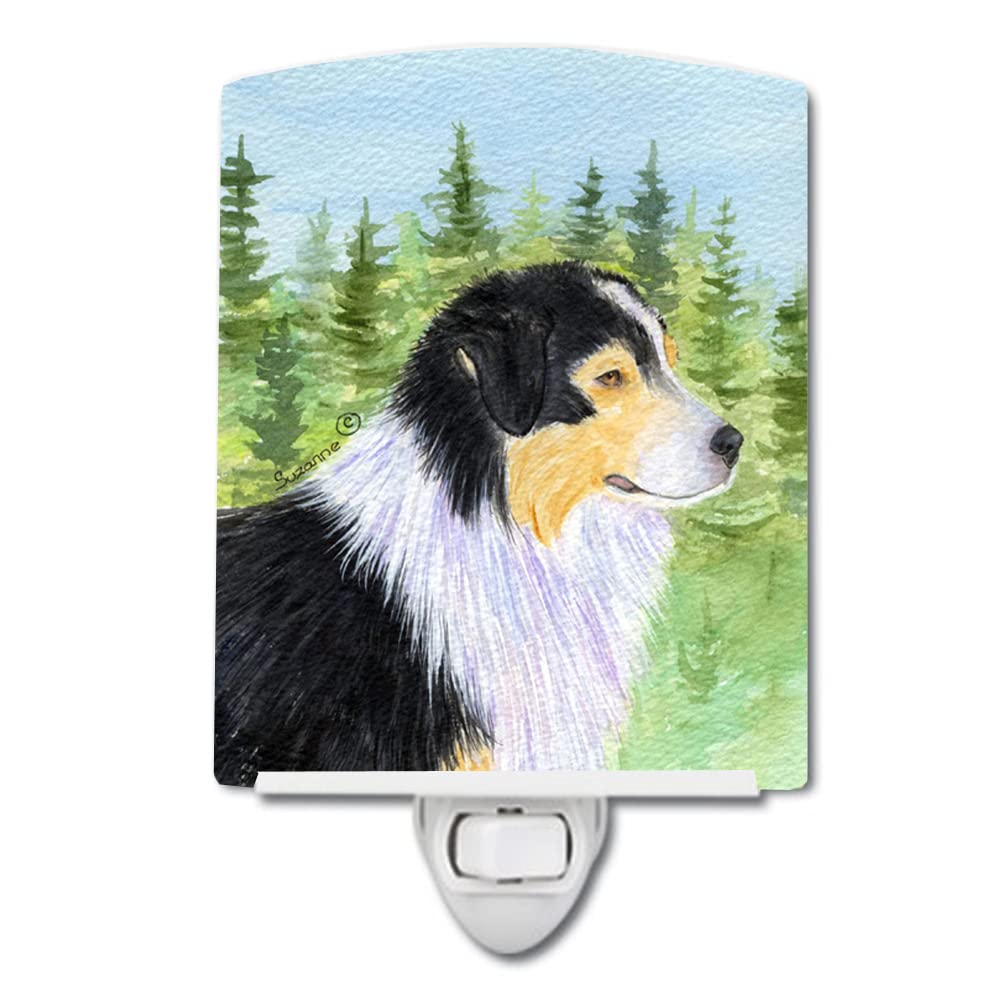 Caroline'S Treasures Ss8316Cnl Australian Shepherd Ceramic Night Light Compact, Ul-Certified, Ideal For Bedroom, Bathroom, Nursery, Hallway, Kitchen, 6X4X3, Multicolor