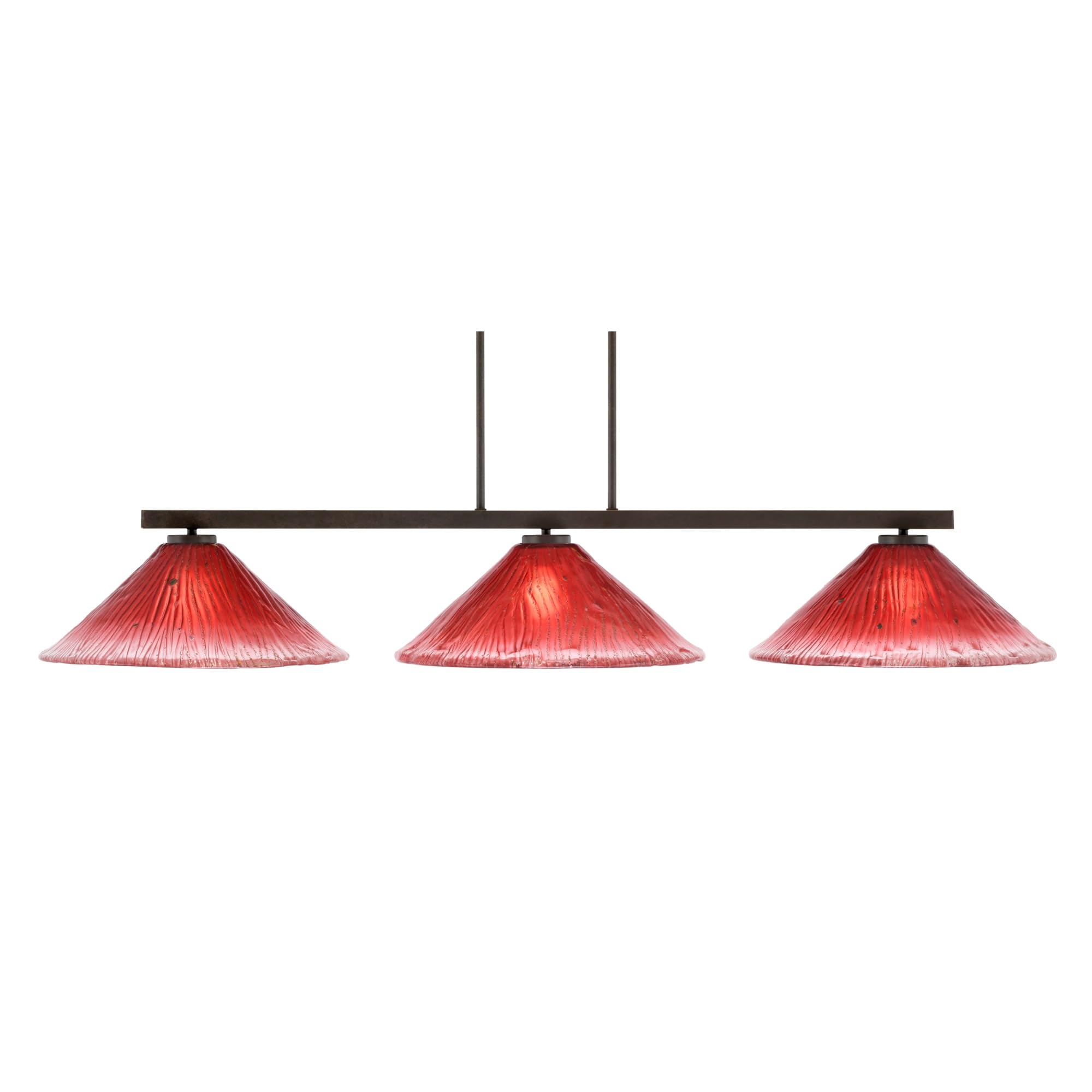Toltec Lighting Atlas 3 Light Bar - Dark Granite Finish, 16in Raspberry Crystal Glass