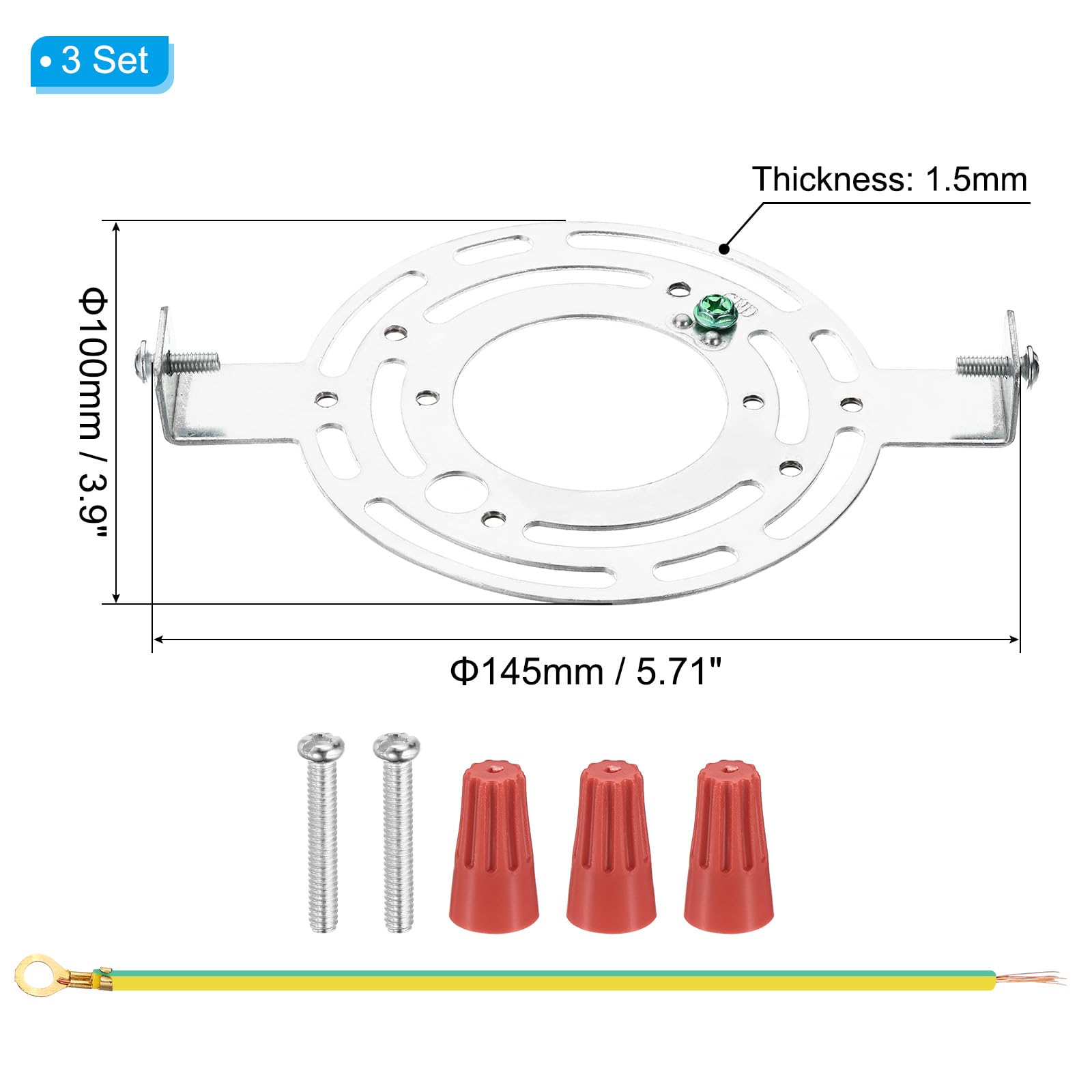 Patikil 145Mm (5.71'') Universal Light Fixture Mounting Bracket Kit, 3 Set Round Ceiling Light Plate With Screws For Wall, Ceili