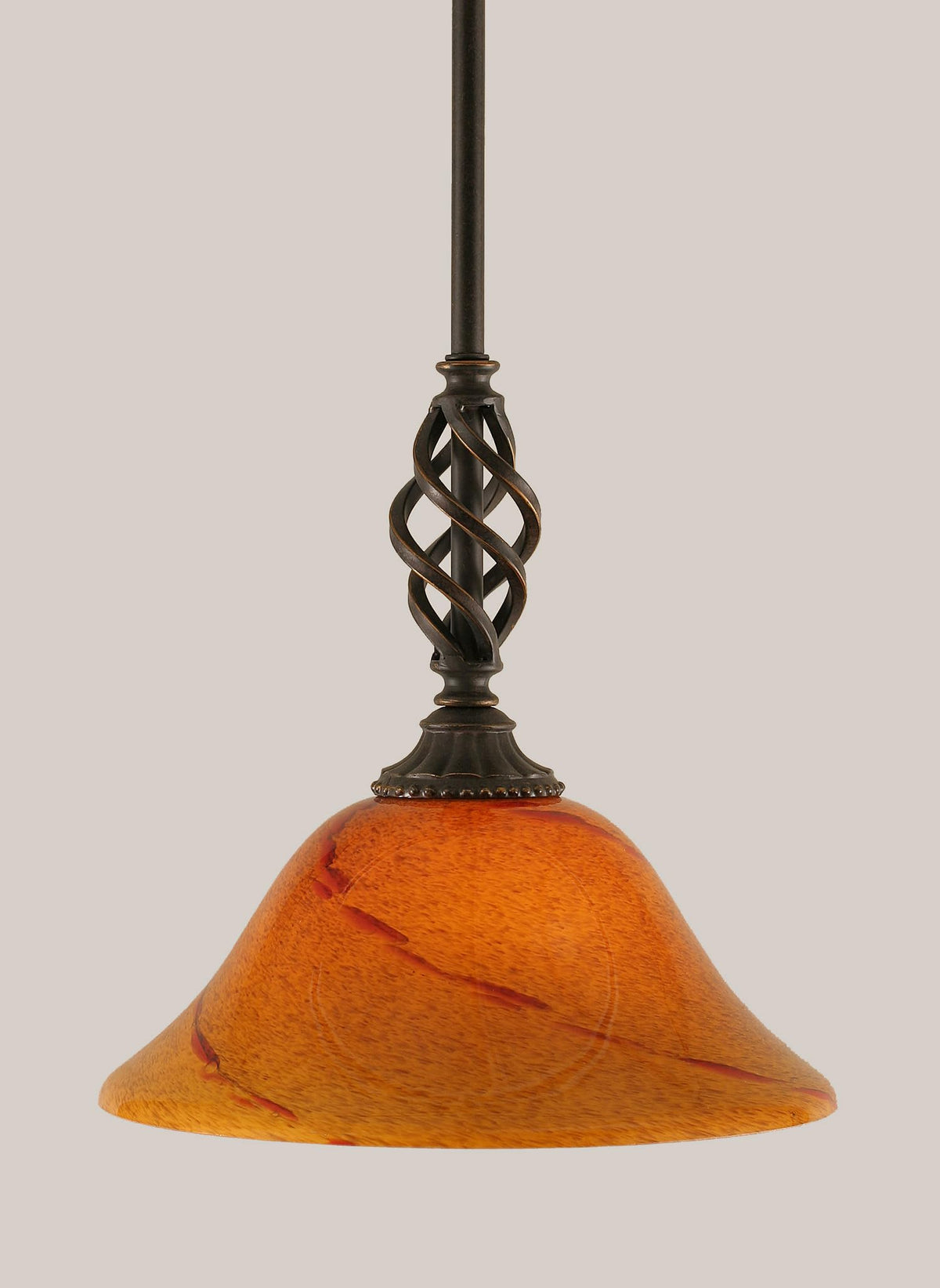 Toltec Lighting 80-DG-114 Elegante Mini Pendant with Hang Straight Swivel with 10 Inch Sunset Glass, Dark Granite Finish