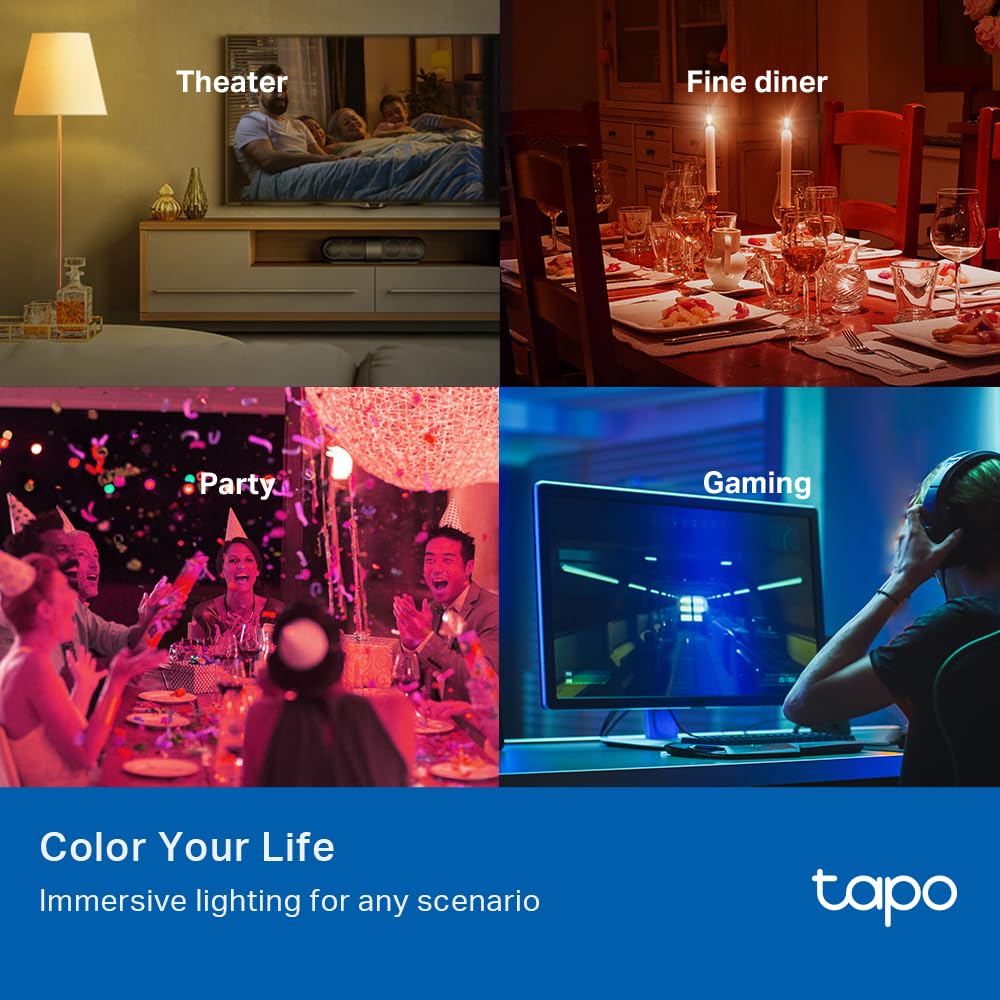 Tapo Smart Light Bulbs, RGBW Dimmable A19, 60W Equivalent, 800LM, 1 Pack, Multicolor, Model L531E