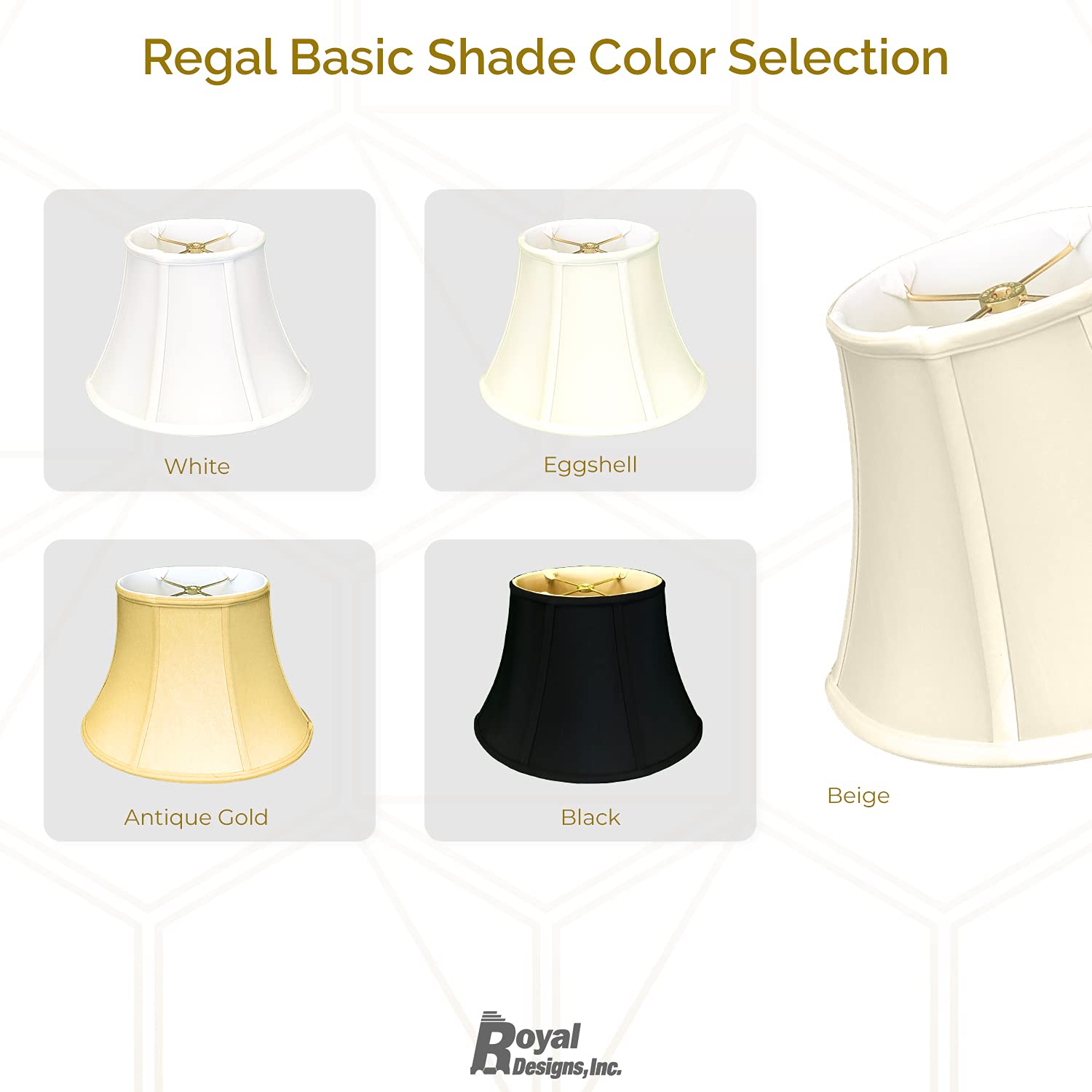 Royal Designs Oval Flare Bottom Outside Corner Basic Lamp Shade, Black, (8.5&quot;&quot; X 6&quot;&quot;) X (14&quot;&quot; X 11&quot;&quot;) X 10&quot;&quot; (Bs-725-14Blkgl)