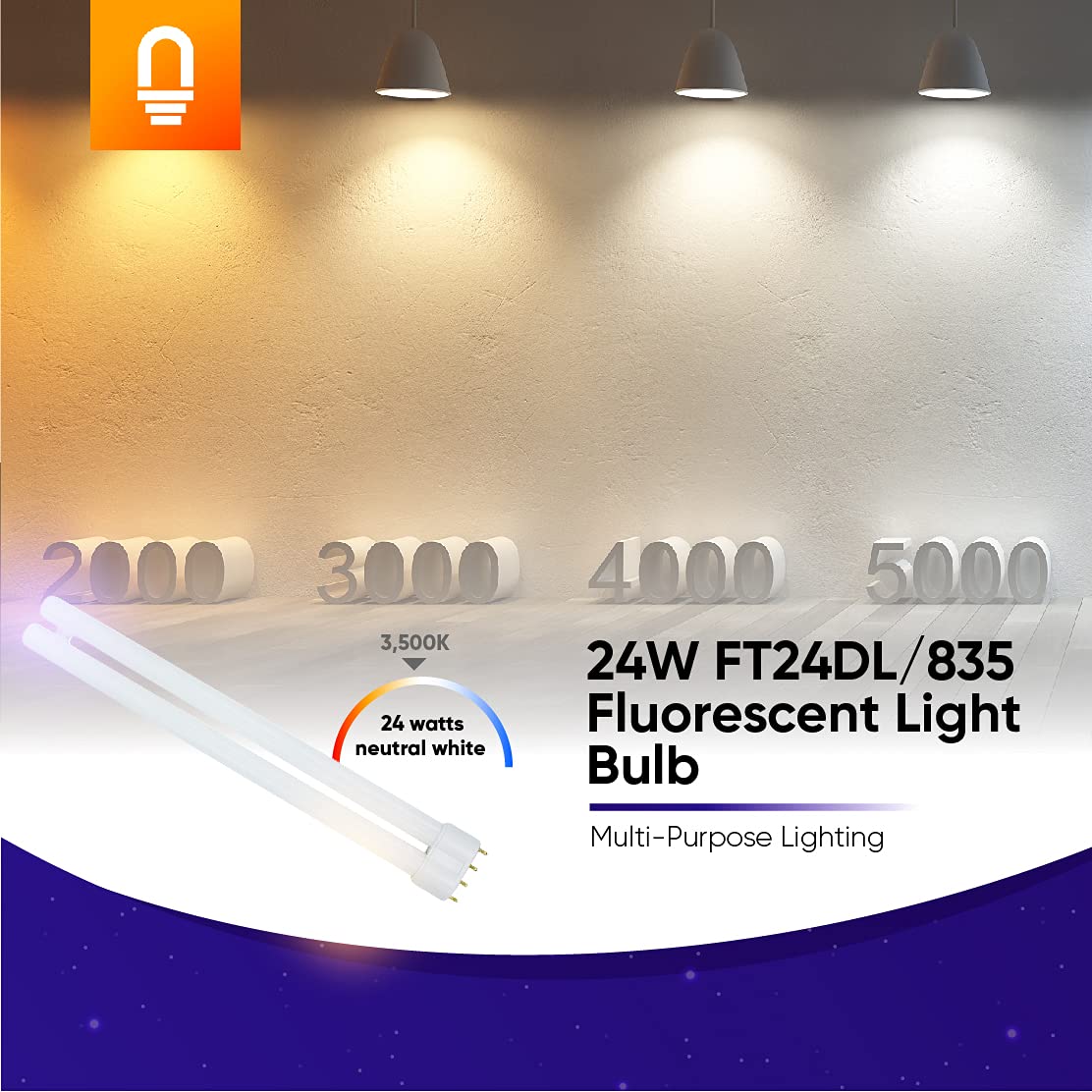 lumenivo FT24DL/835 Replacement Bulb for Ottlite Truecolor OLT-24W, 24W T5 Fluorescent, Glass, 3500K, 13.